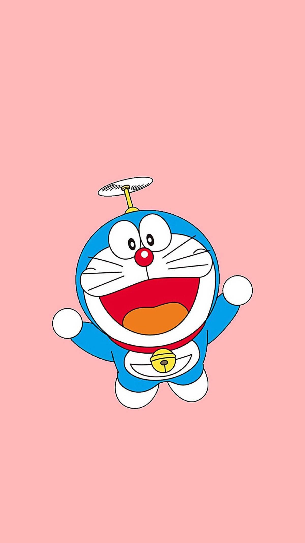 Joyful Flying Doraemon iPhone — 1200x2133 wallpaper