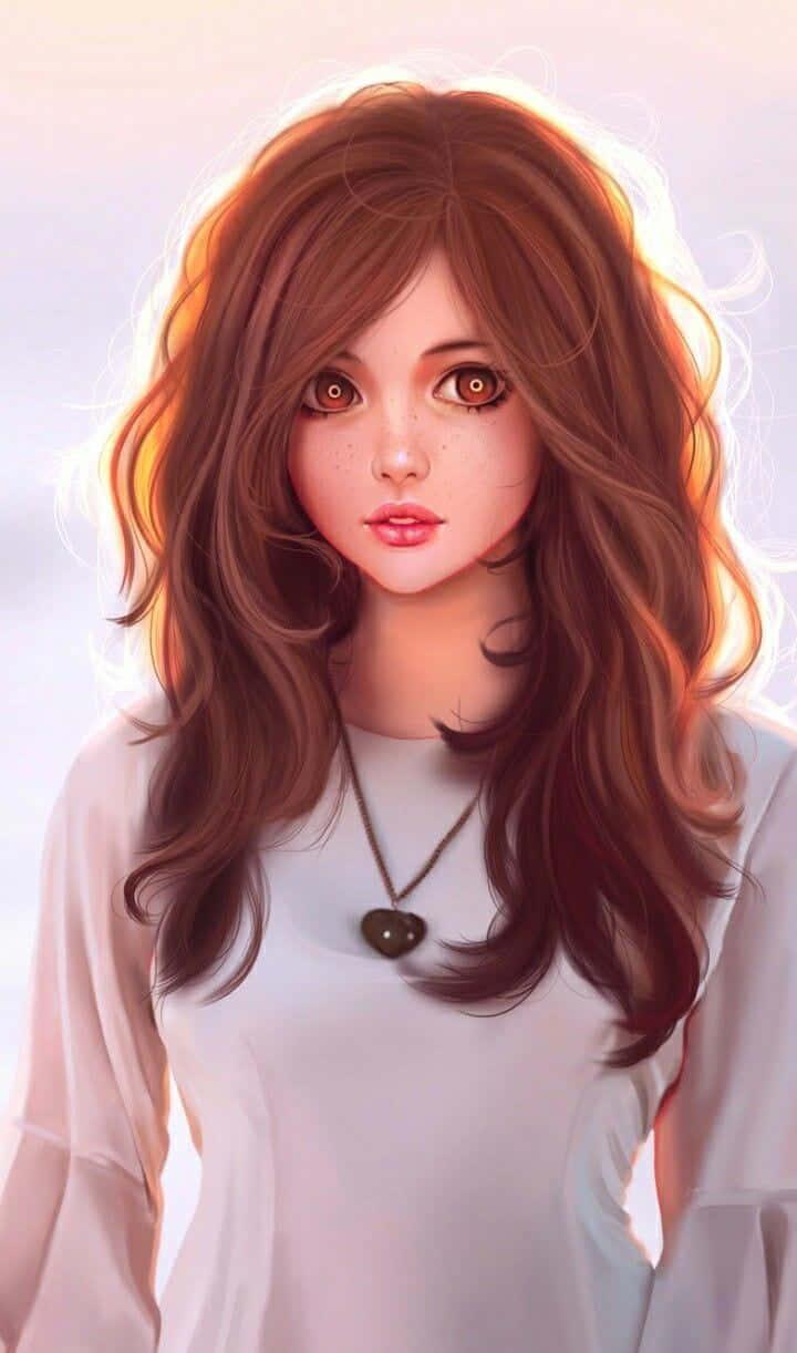 Joyful Girl Cartoon Illustration" — 720x1222 wallpaper