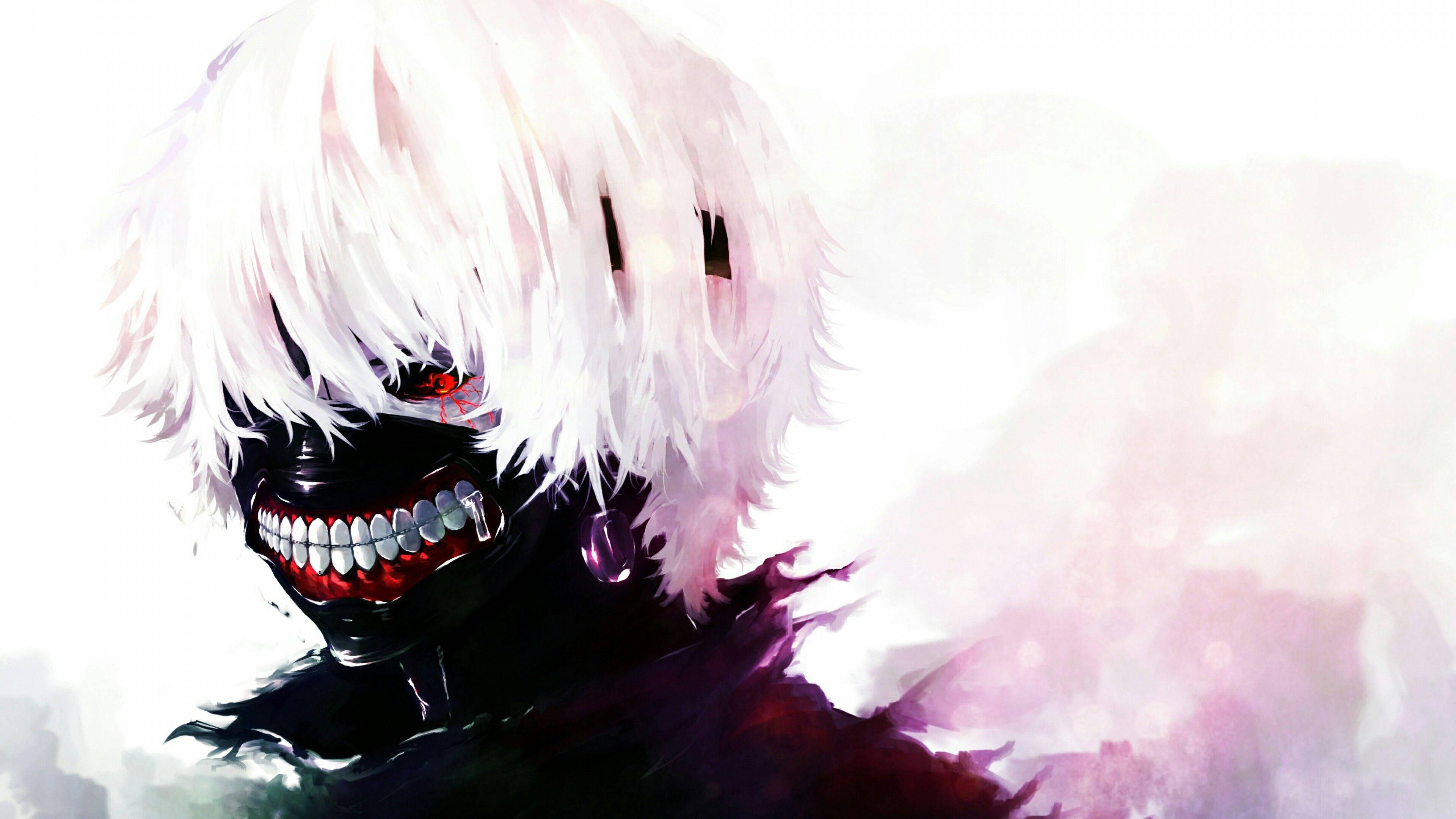 'Jump into the darkness with Tokyo Ghoul's protagonist Kaneki Ken'. — 3840x2160 wallpaper