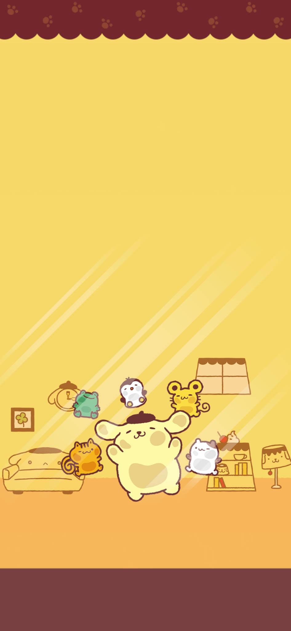 Jumping Pompompurin — 946x2048 wallpaper