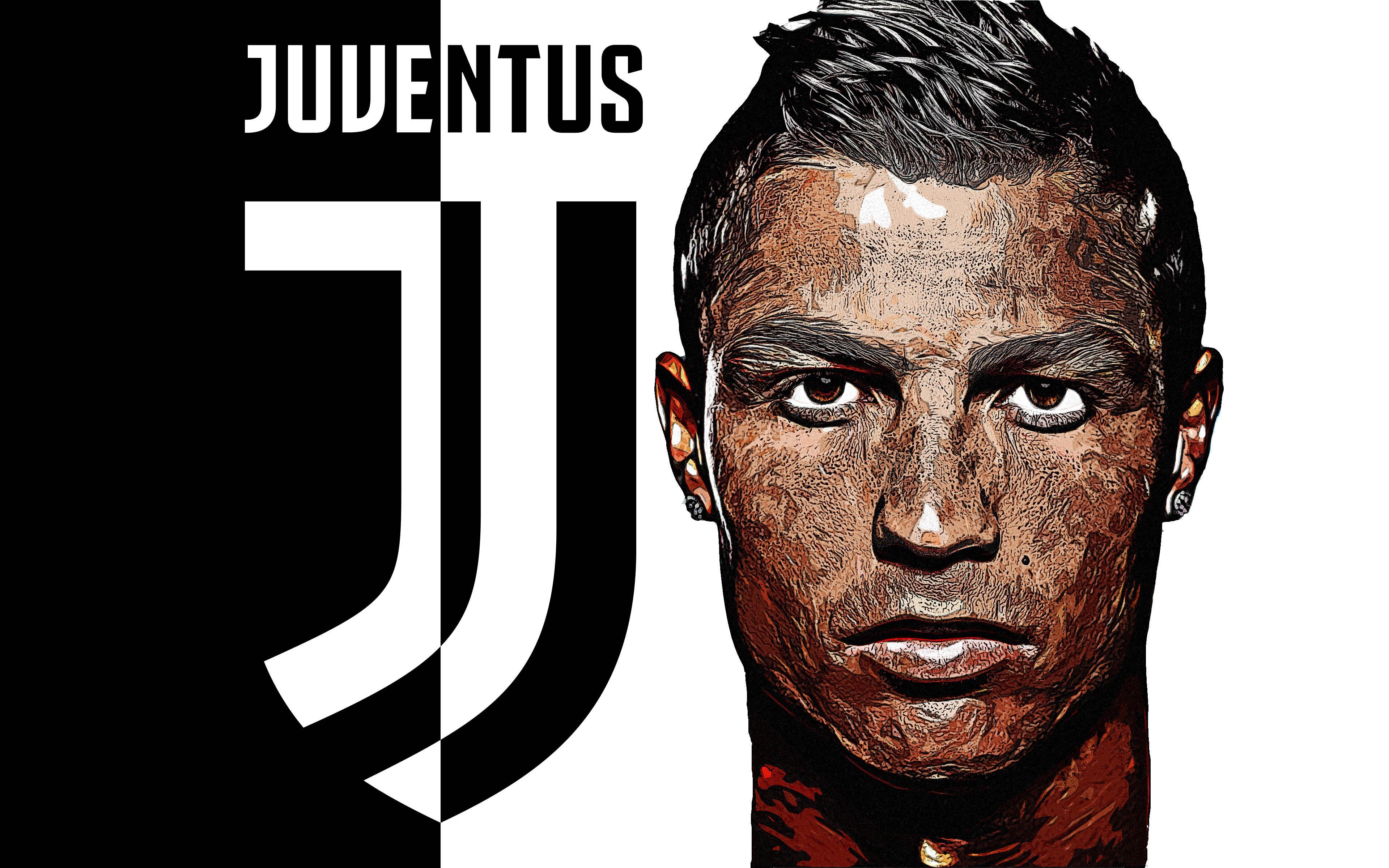 Juventus Black Logo Cristiano Ronaldo Hd 4k — 3840x2400 wallpaper