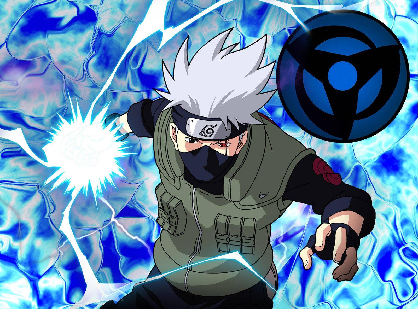 Kakashi Using His Signature Jutsu, The Raikiri Lightning Cutter