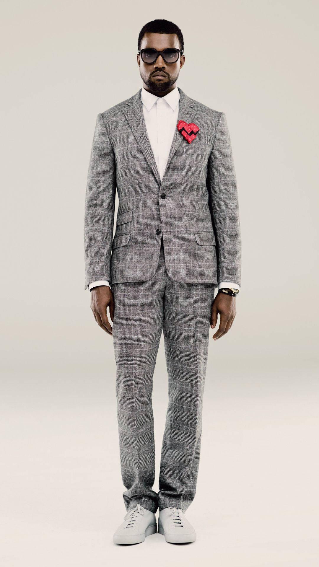 Kanye West In Grey Suit — 1080x1920 wallpaper