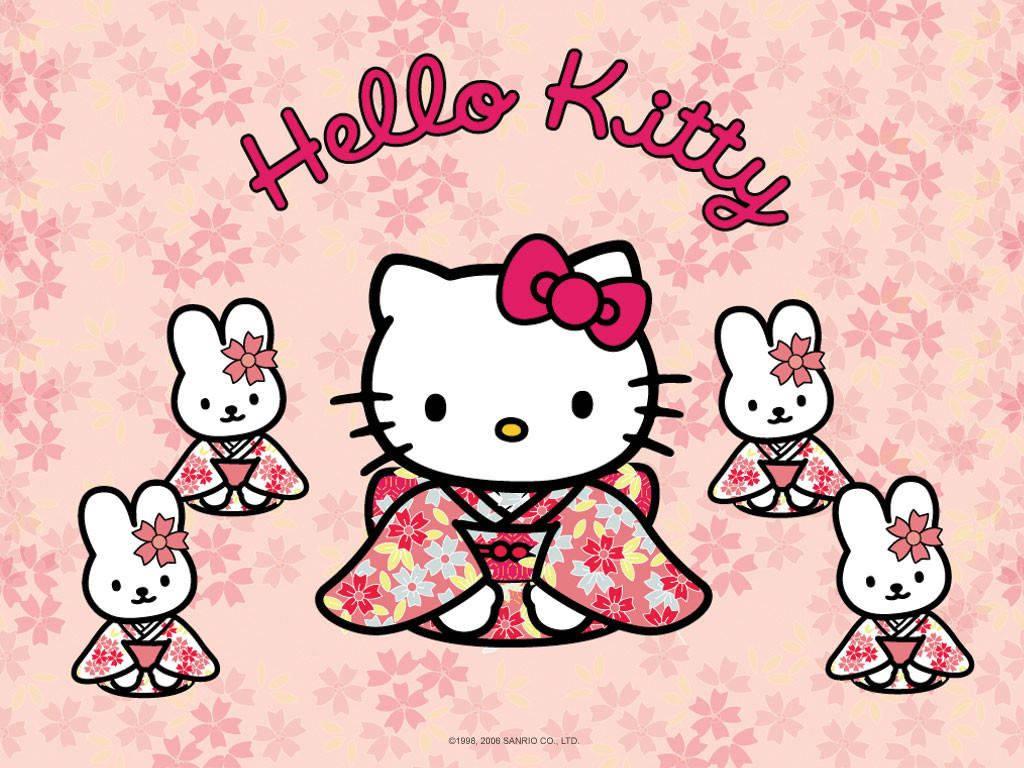 Kawaii Hello Kitty in a Traditional Kimono — 1024x768 wallpaper