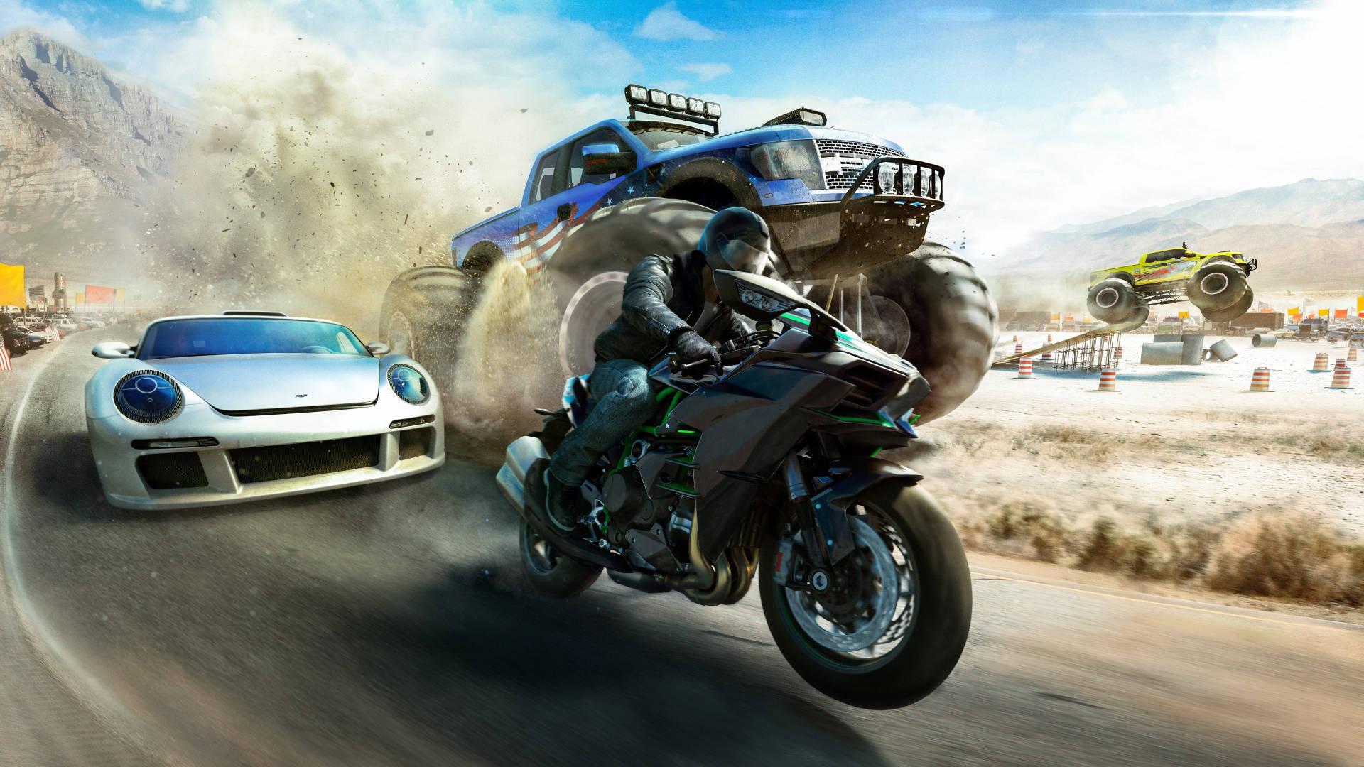 Kawasaki H2r Racing With Cars — 1920x1080 wallpaper