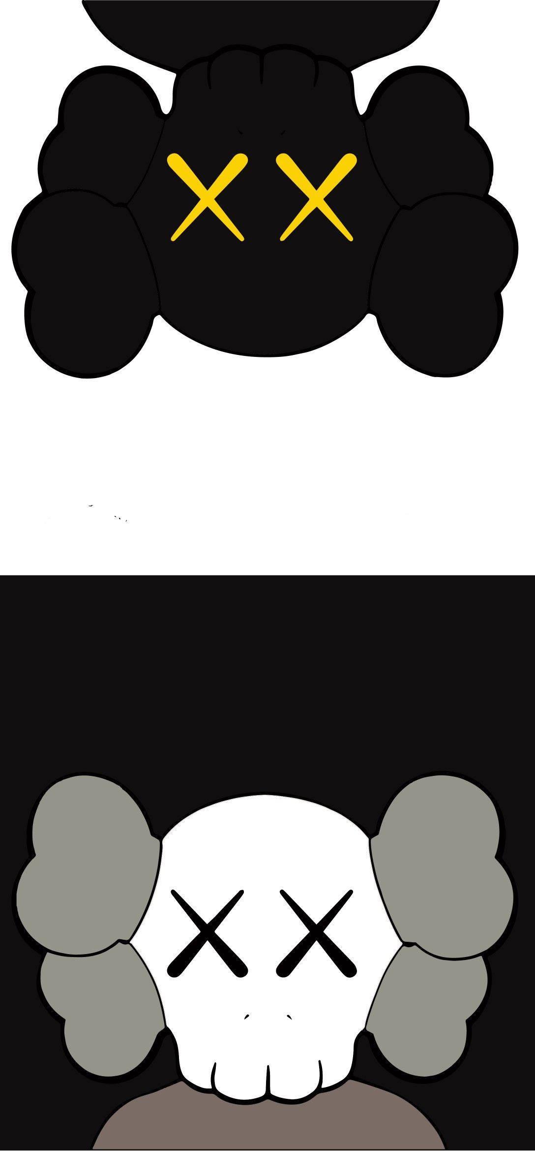 KAWS Black And Grey Companions — 1088x2338 wallpaper
