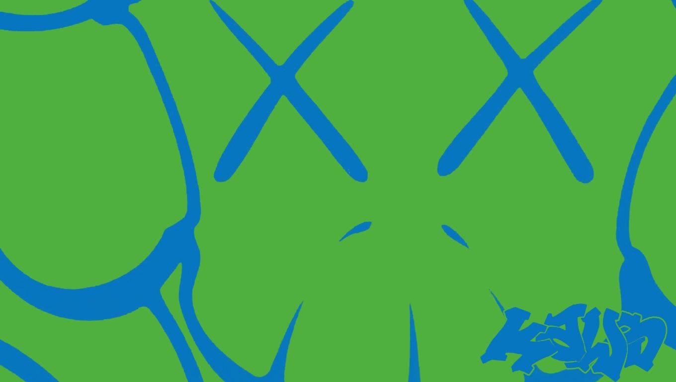 Kaws Green Art Face — 1360x768 wallpaper