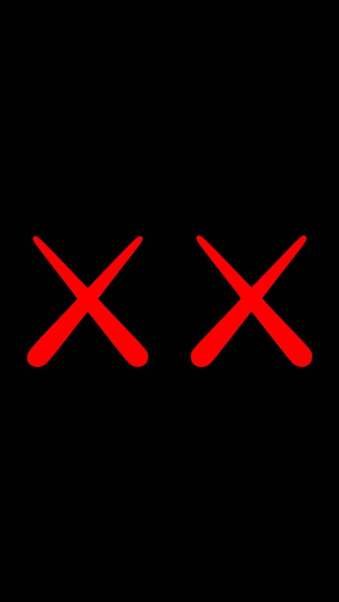 KAWS Red X Eyes — 1080x1920 wallpaper