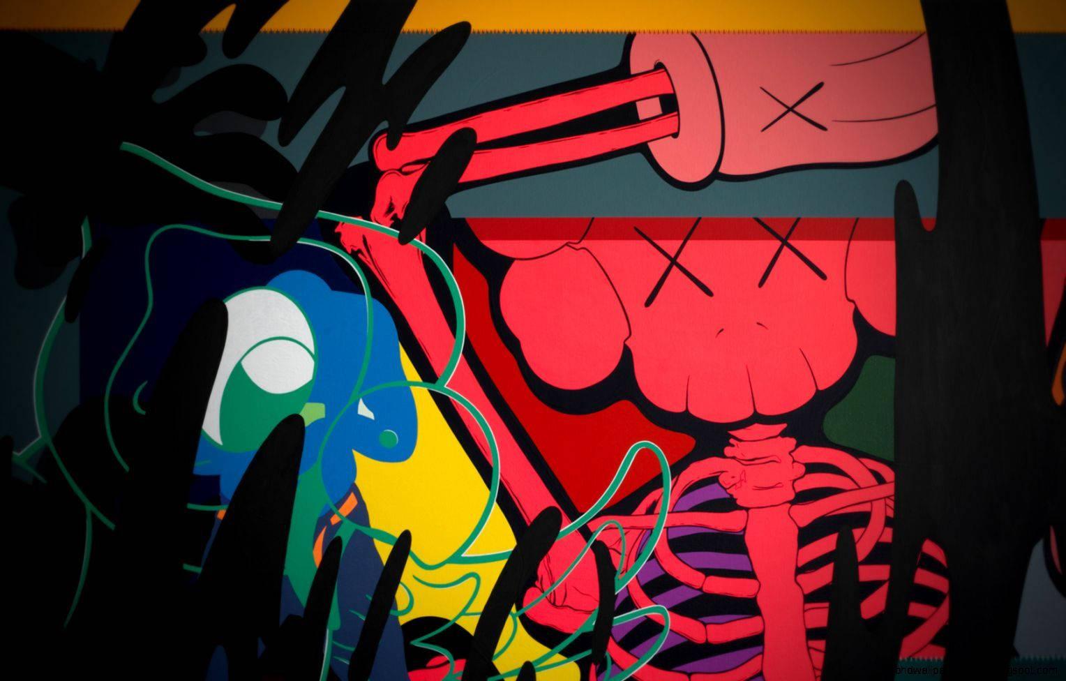 Kaws Skeleton Graffiti Art Paint — 1528x976 wallpaper