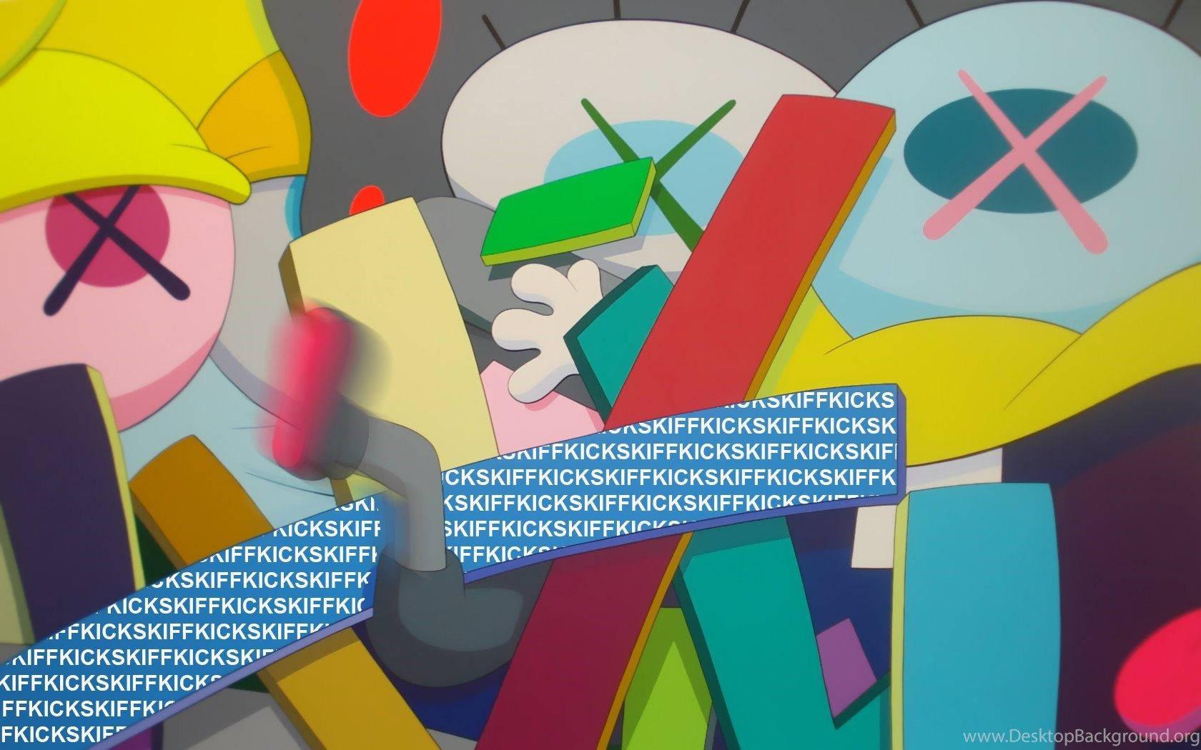 Kaws Spongebob Abstract Art — 1680x1050 wallpaper