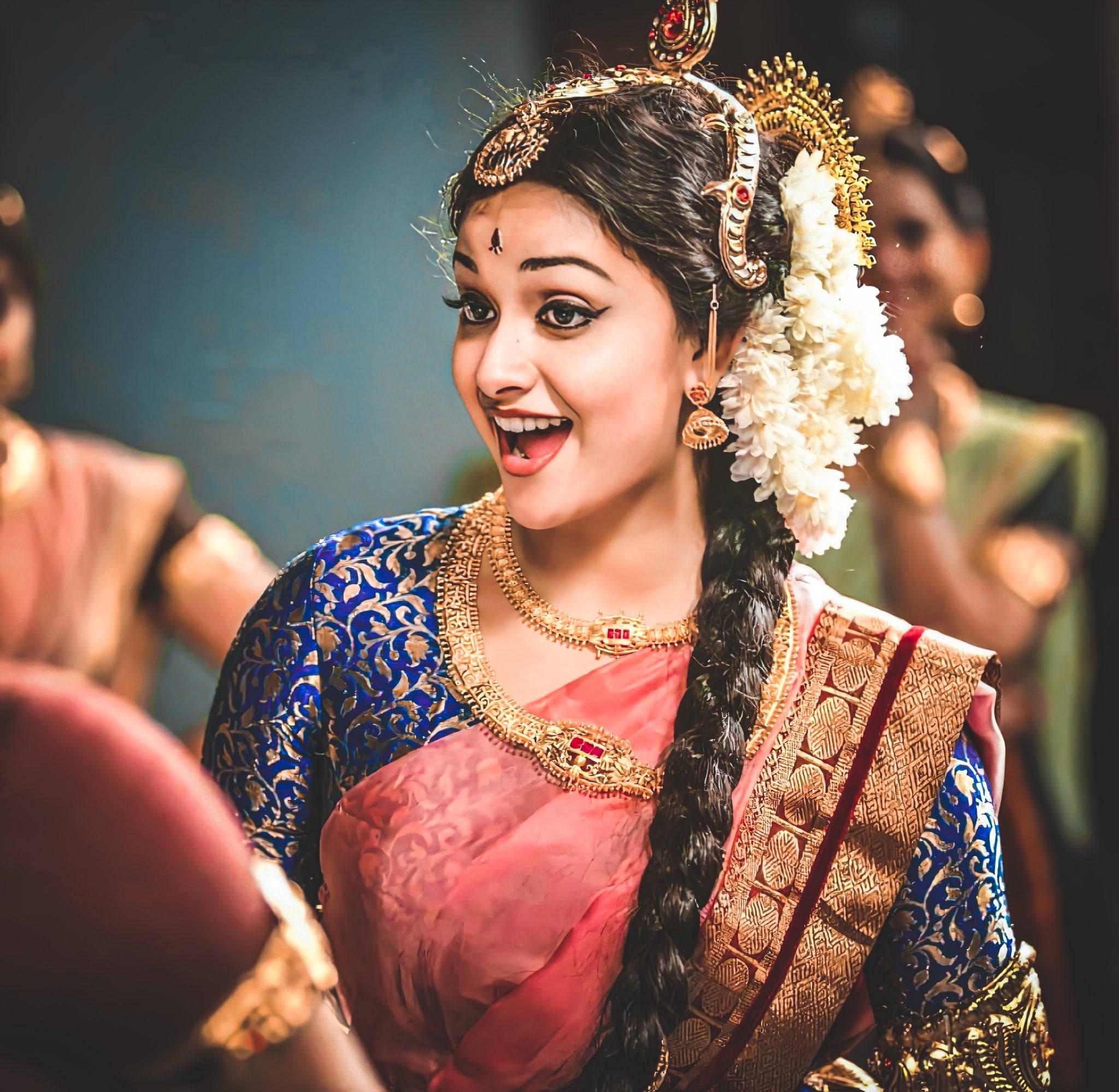 Keerthi Suresh Flowers and Jewelry — 2048x1999 wallpaper