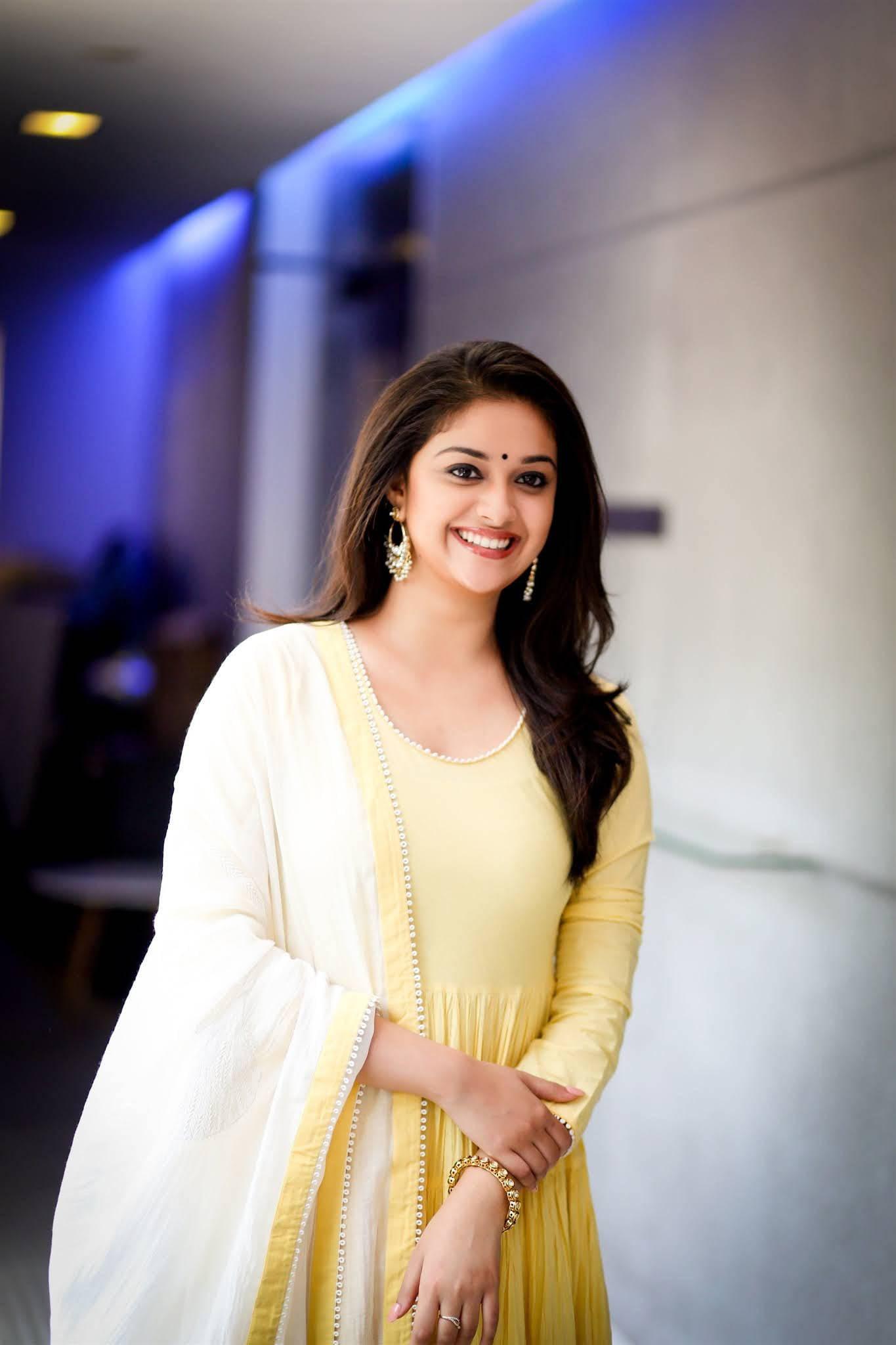 Keerthi Suresh In A Yellow Dress — 1365x2048 wallpaper