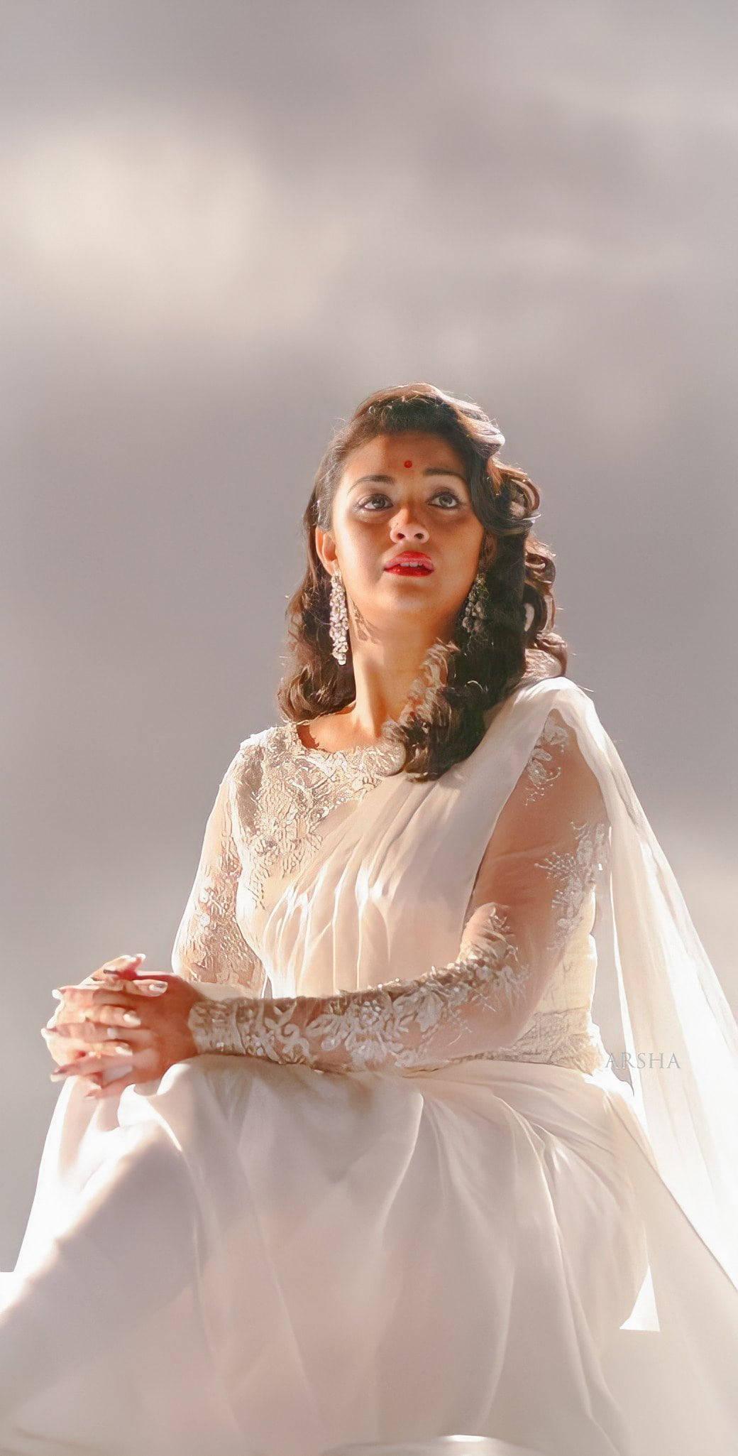 Keerthi Suresh White Chiffon Dress — 1040x2050 wallpaper