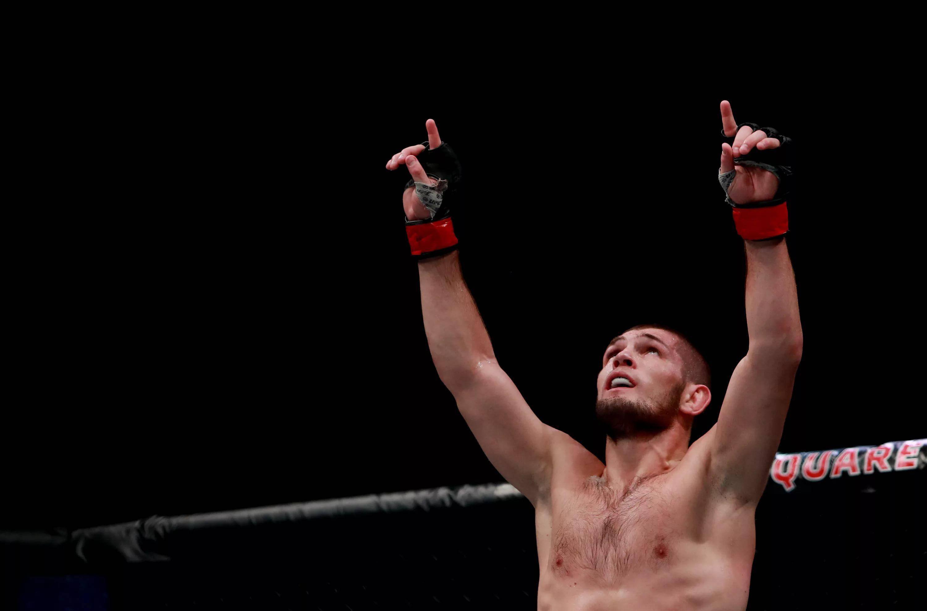 Khabib Nurmagomedov Celebrating — 3000x1978 wallpaper