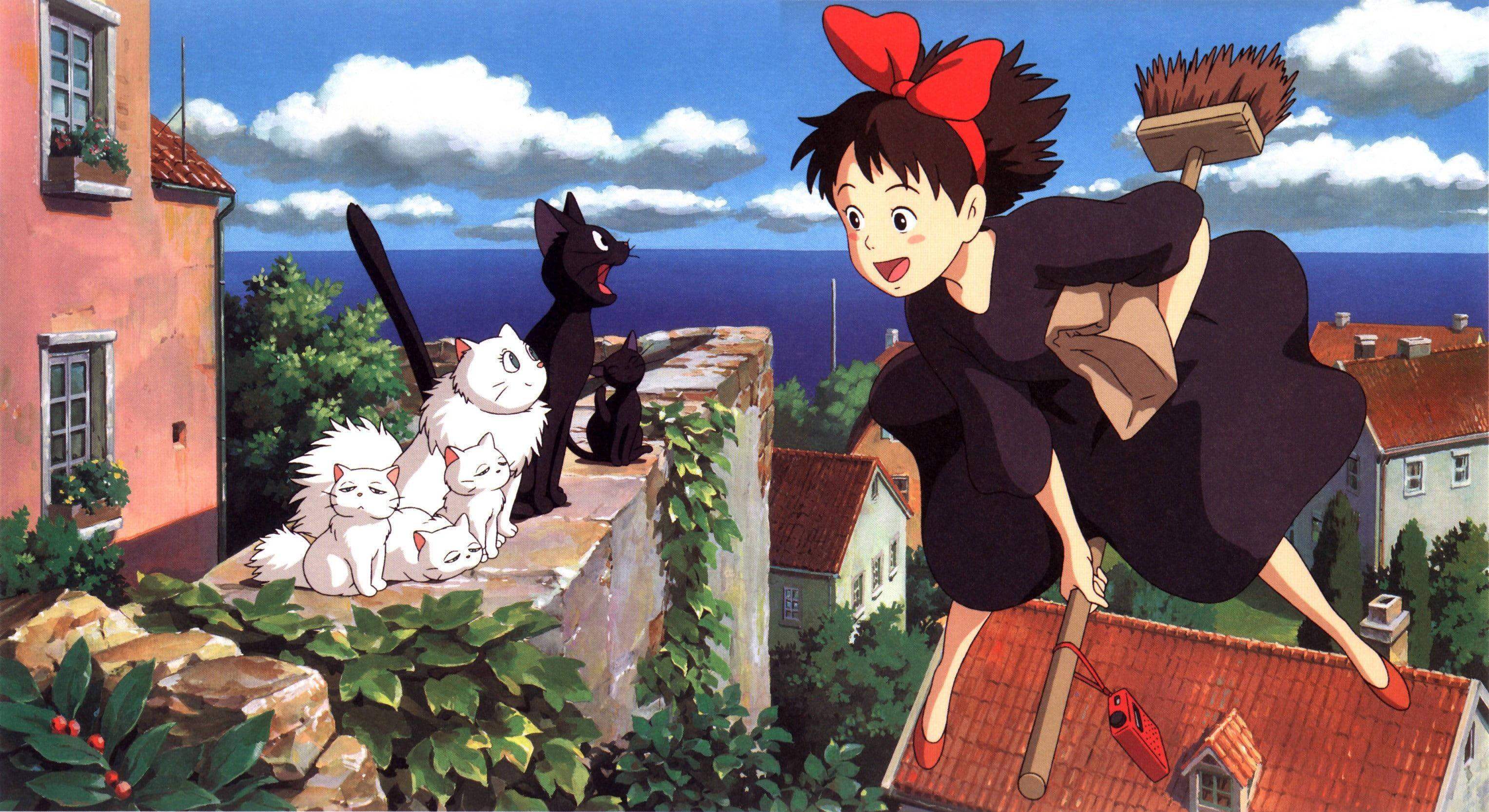 Kiki and Jiji, flying together — 3054x1666 wallpaper