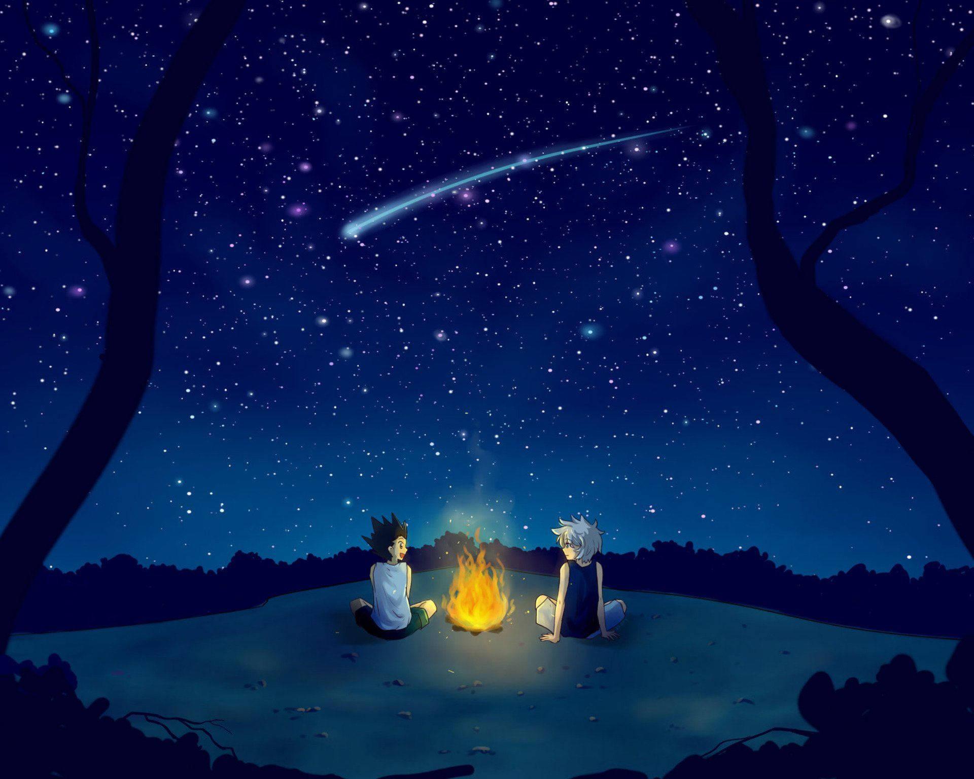 Killua and Gon embracing the beauty of the night — 1920x1536 wallpaper