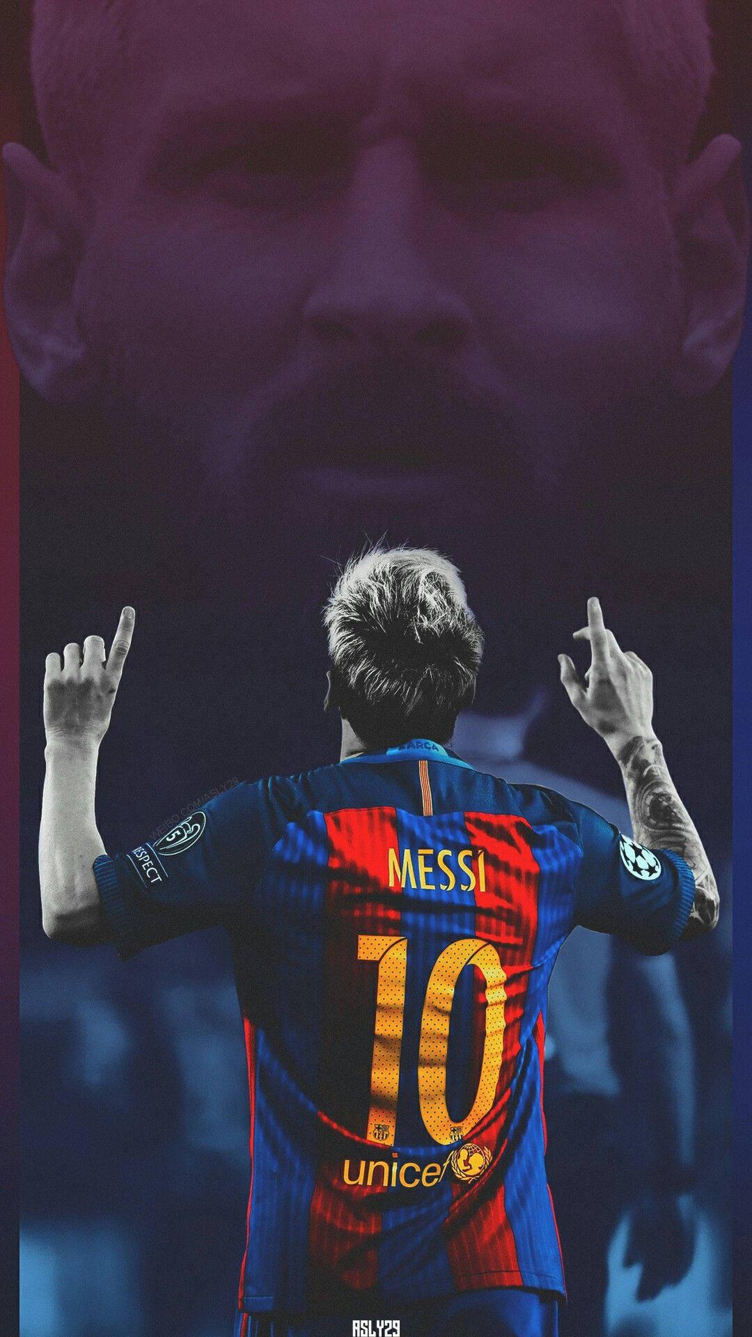 King Lionel Messi, Three-time Ballon d'Or Winner, Points to the Skies — 1080x1920 wallpaper