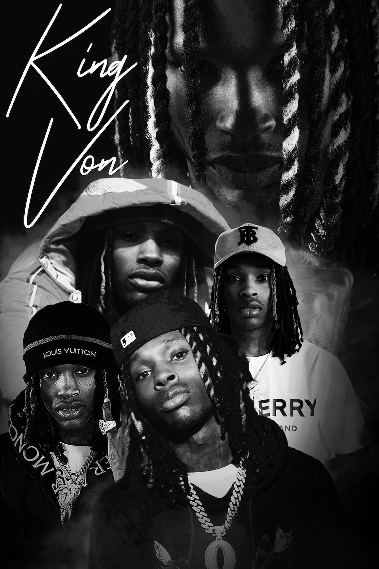 King Von Monochromatic Collage — 1464x2196 wallpaper