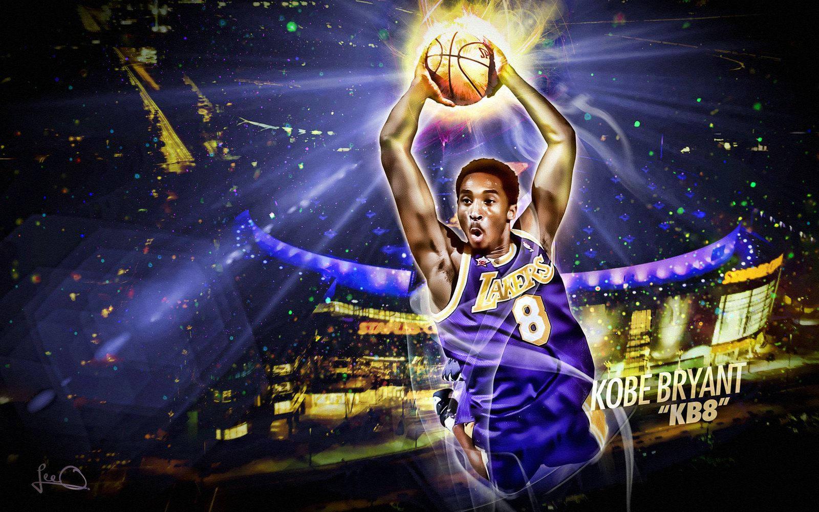 Kobe Bryant holds up his 5th championship. — 1600x1000 wallpaper