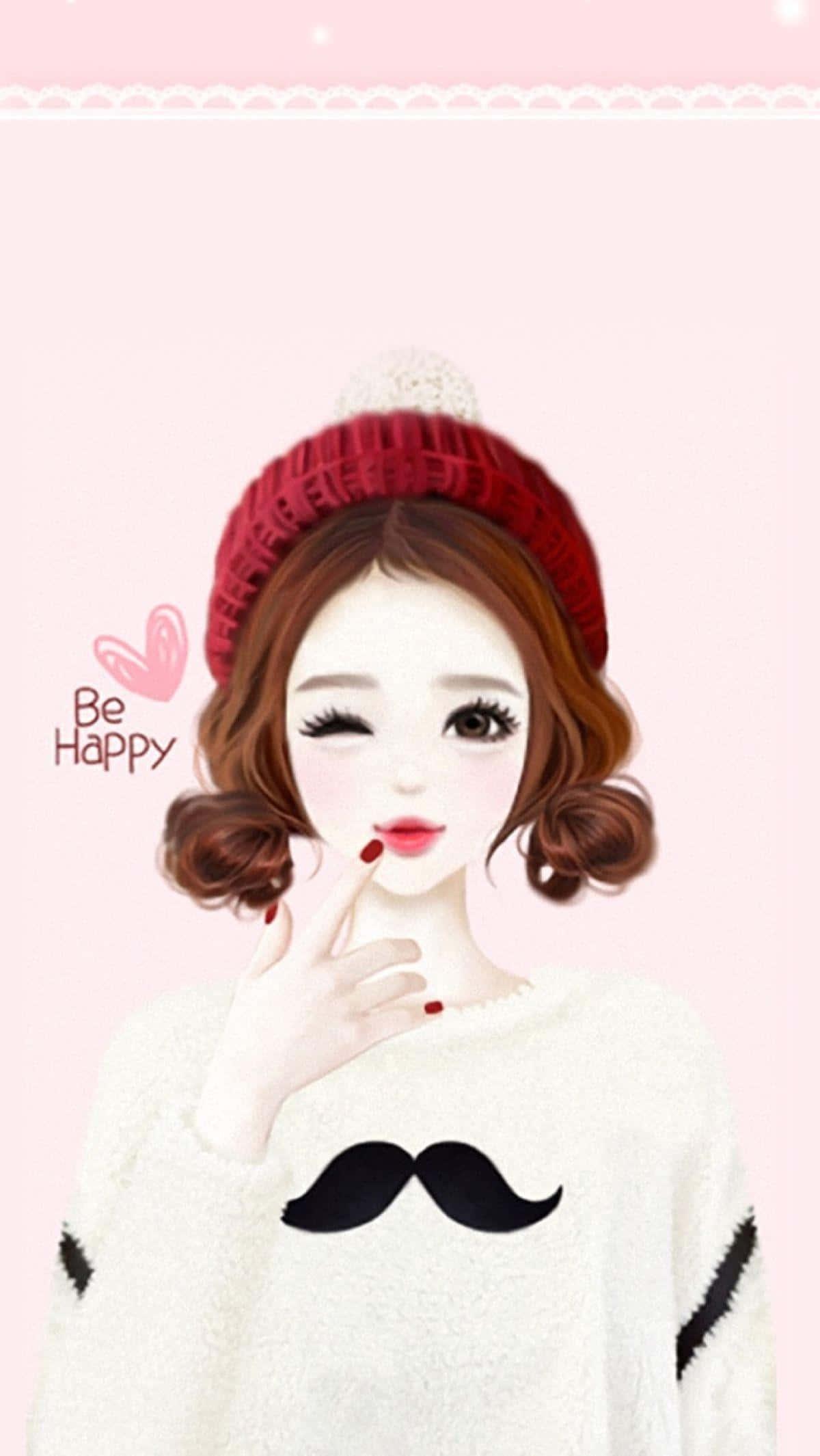 Korean Anime Girl in Red Beanie — 1200x2130 wallpaper