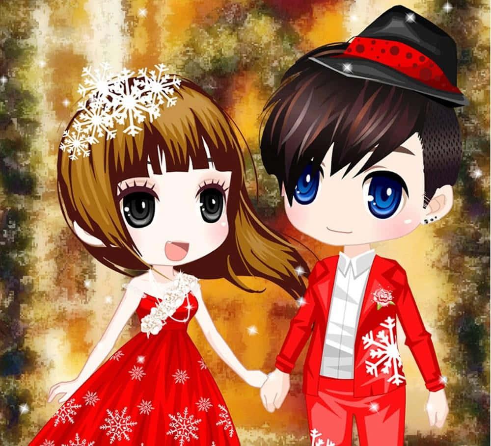 Korean Anime Girl In Red Dress With Lover — 1000x909 wallpaper