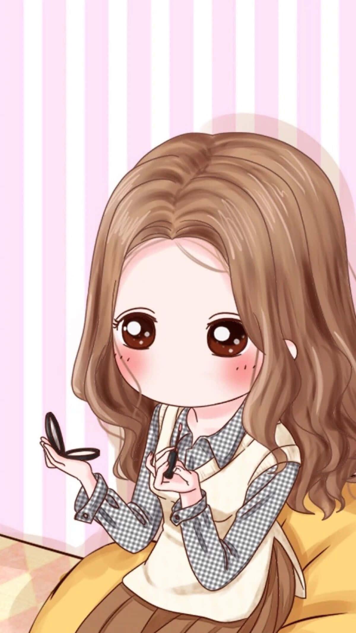 Korean Anime Girl Puts On Make Up — 1200x2132 wallpaper
