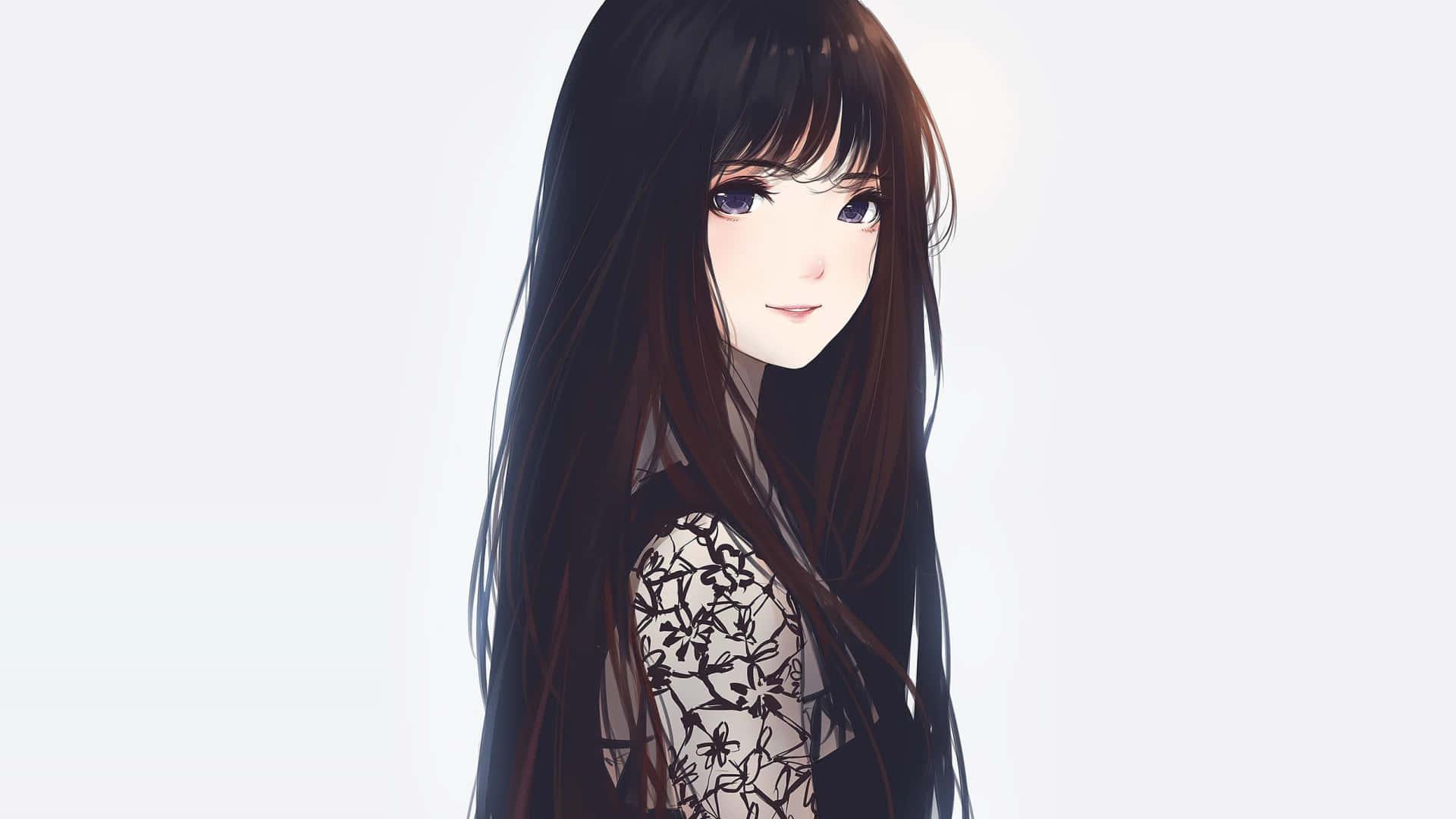 Korean Anime Girl With Long Black Hair — 1920x1080 wallpaper