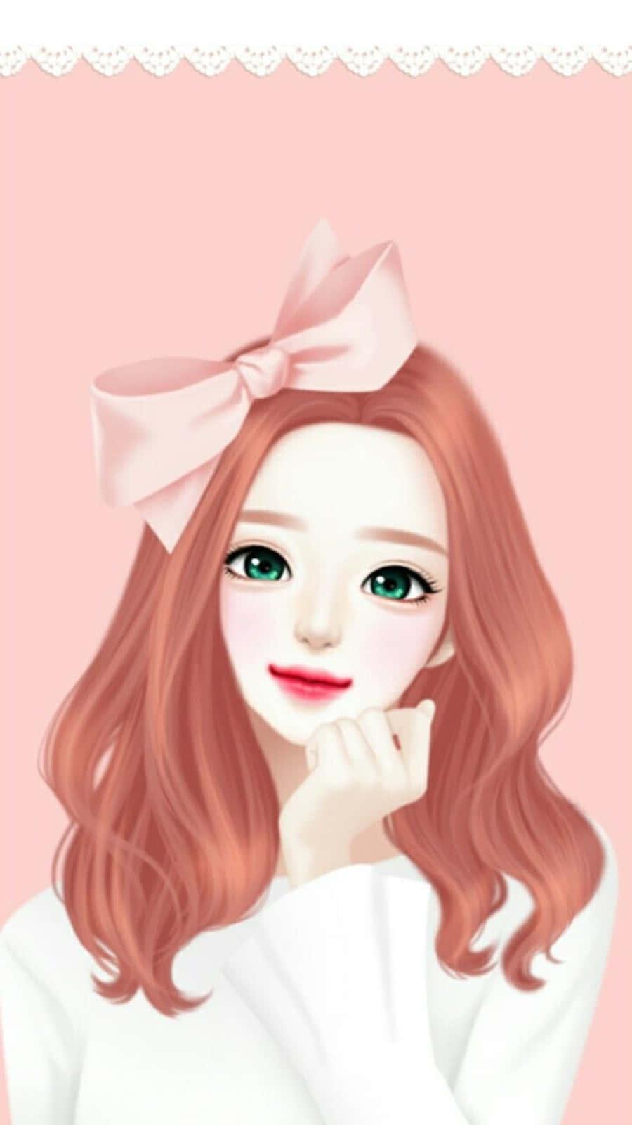 Korean Anime Girl With Pink Bow On Head — 900x1600 wallpaper