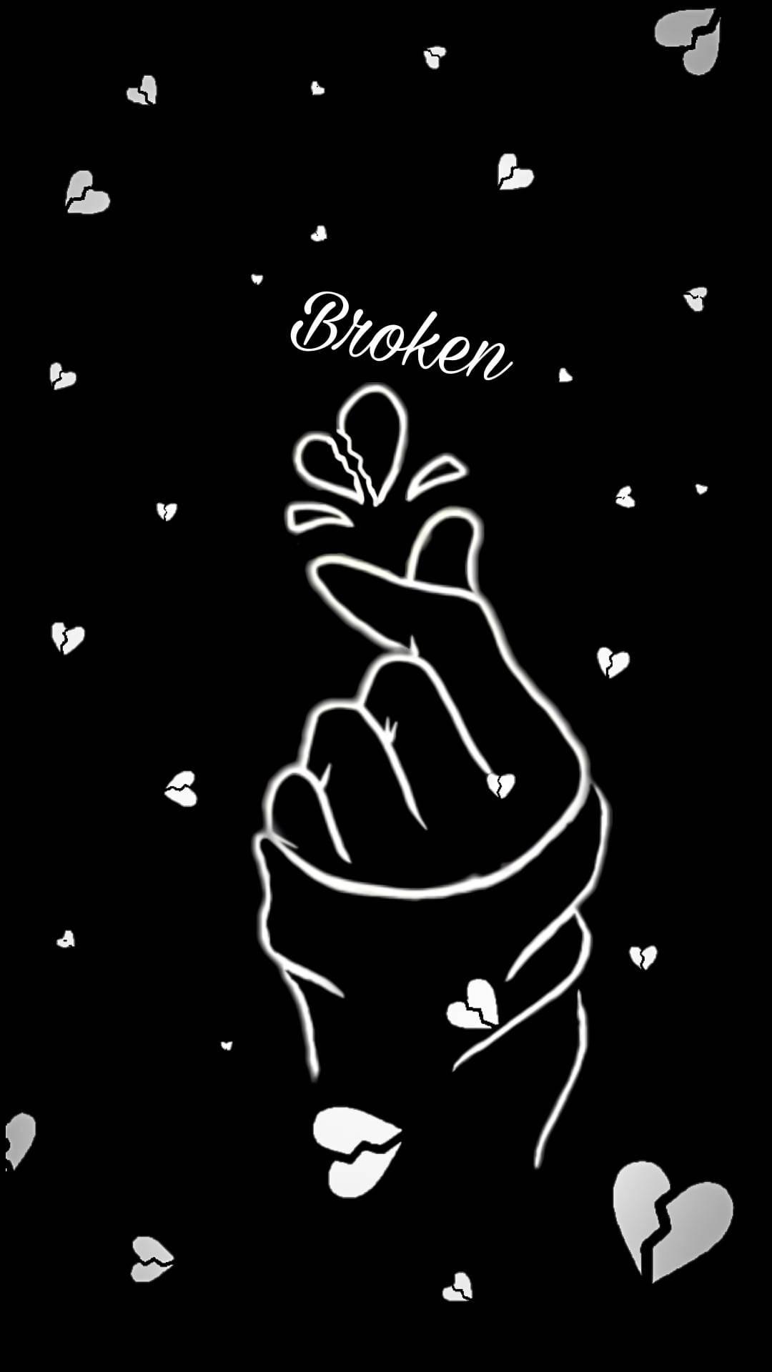 Korean Broken Heart Black — 1080x1920 wallpaper