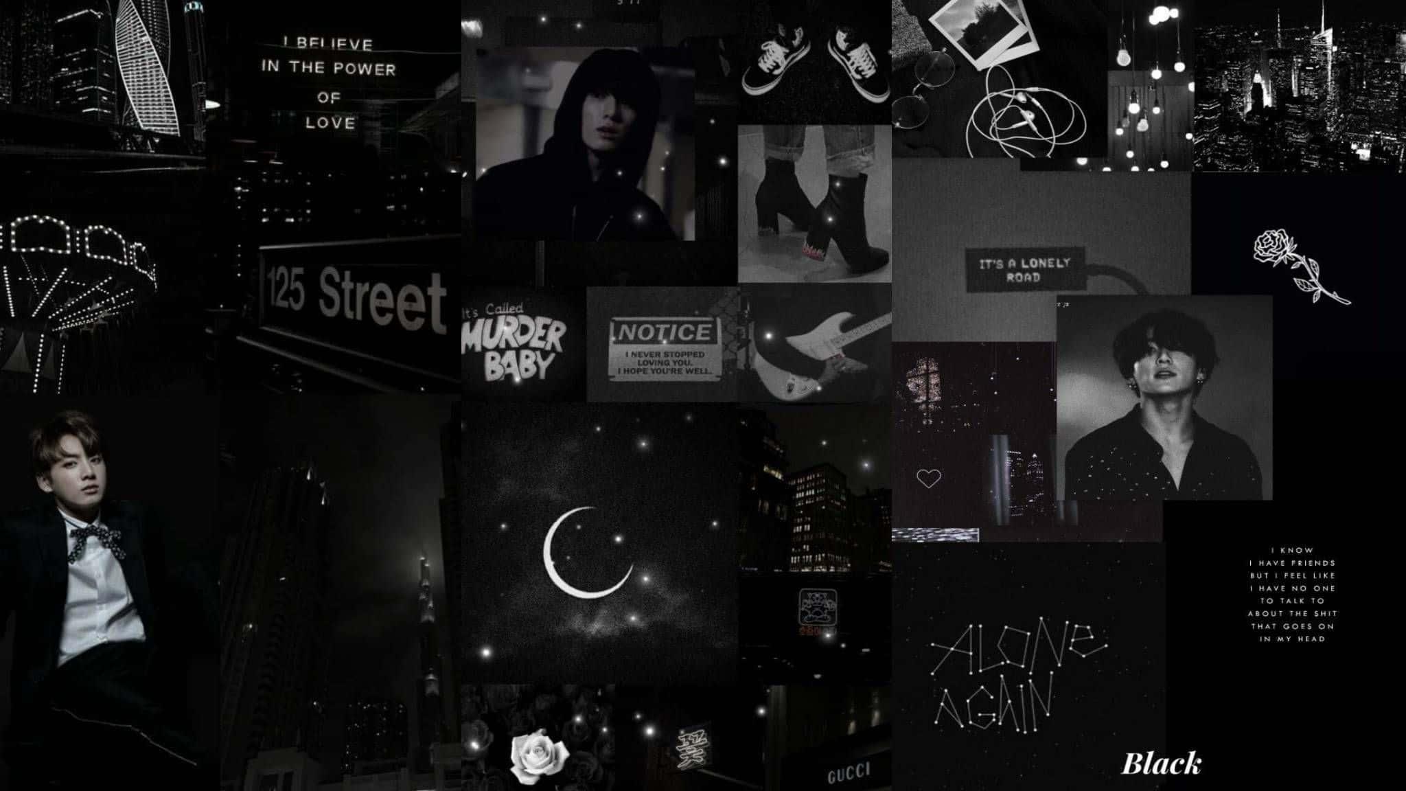 Korean Idols Collage Black Aesthetic Background — 2048x1152 wallpaper