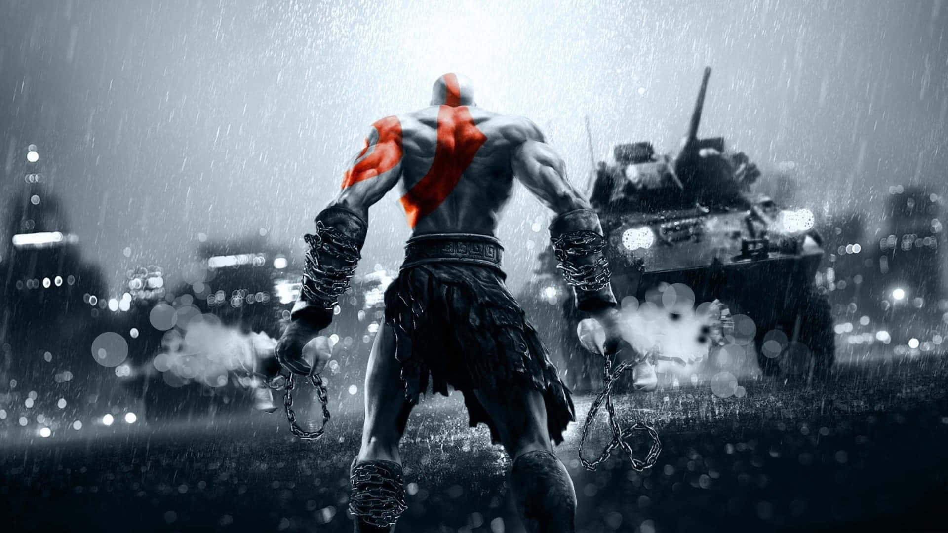 Kratos and Atreus in a gripping God Of War action scene — 1920x1080 wallpaper