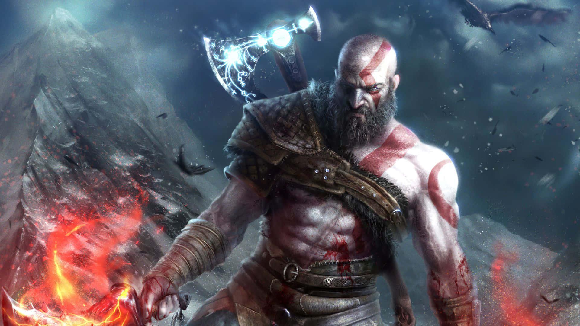 Kratos and Atreus in an epic battle in God of War — 1920x1080 wallpaper