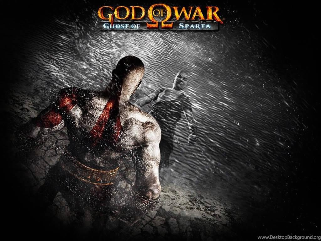 Kratos searches for guidance in the swirling reflection of Yggdrasil — 1024x768 wallpaper
