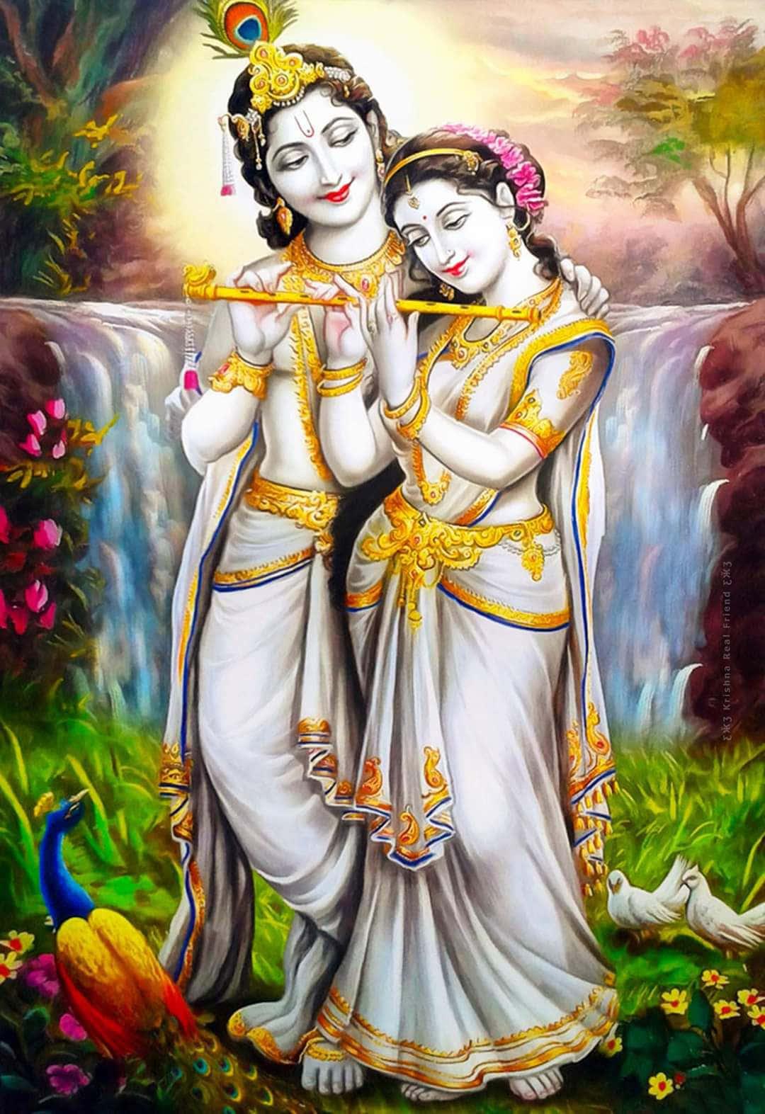 krishna and radha in the forest