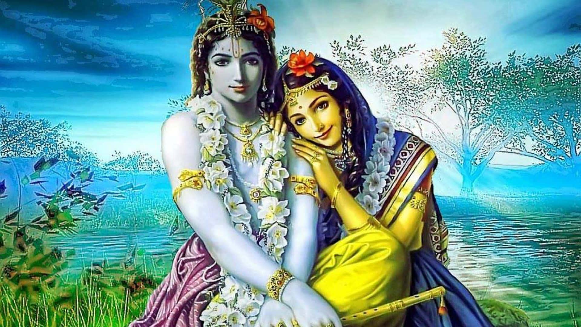 krishna and radha in the forest