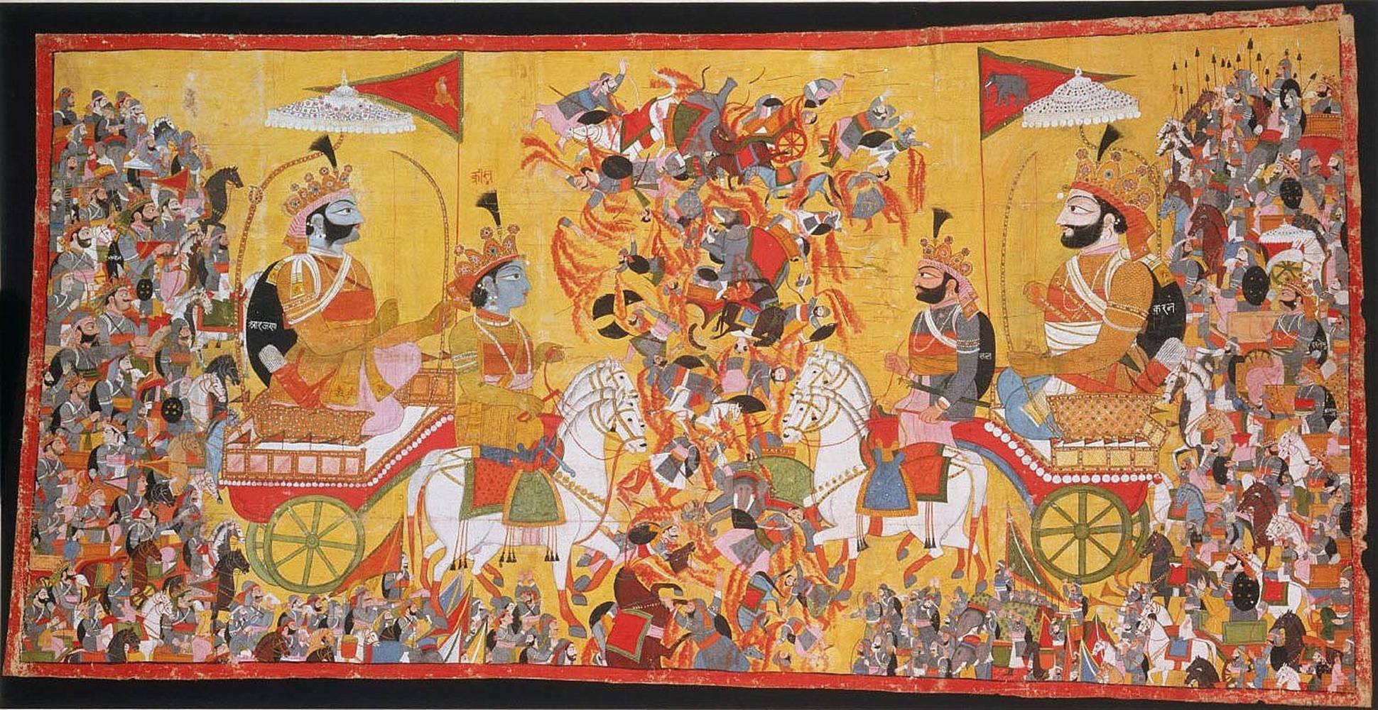 Krishna Arjun Depiction Of Kurukshetra War — 1940x1000 wallpaper
