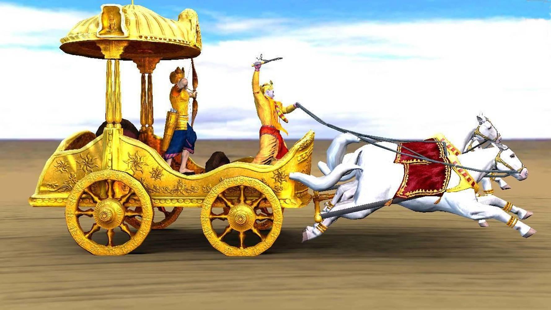 Krishna Arjun Gold Chariot Of War — 1778x1000 wallpaper