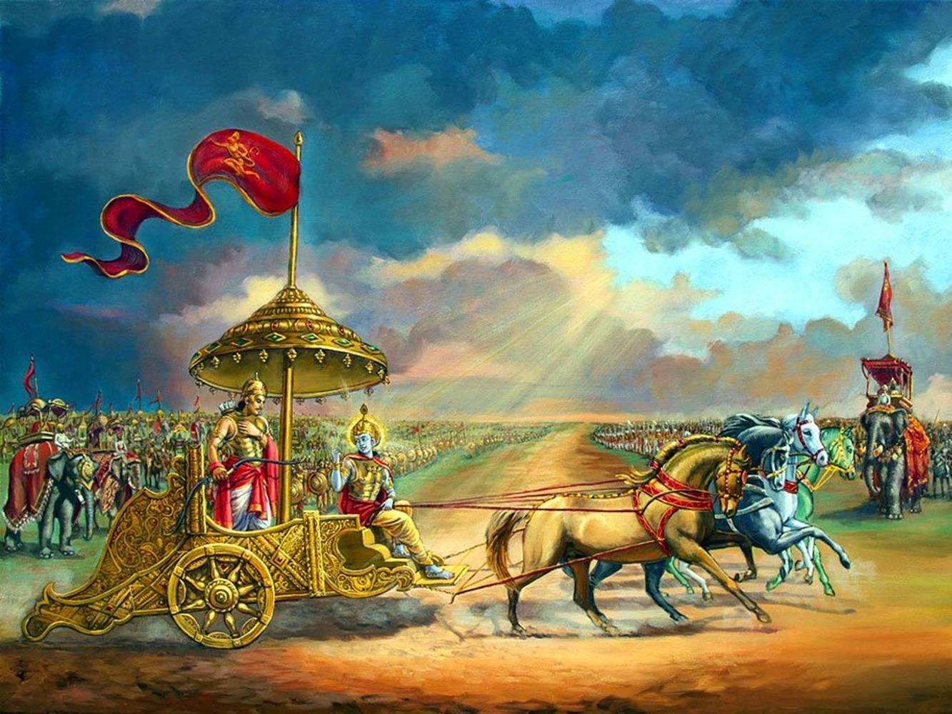 Krishna Arjun Leading The Kurukshetra War — 1333x1000 wallpaper