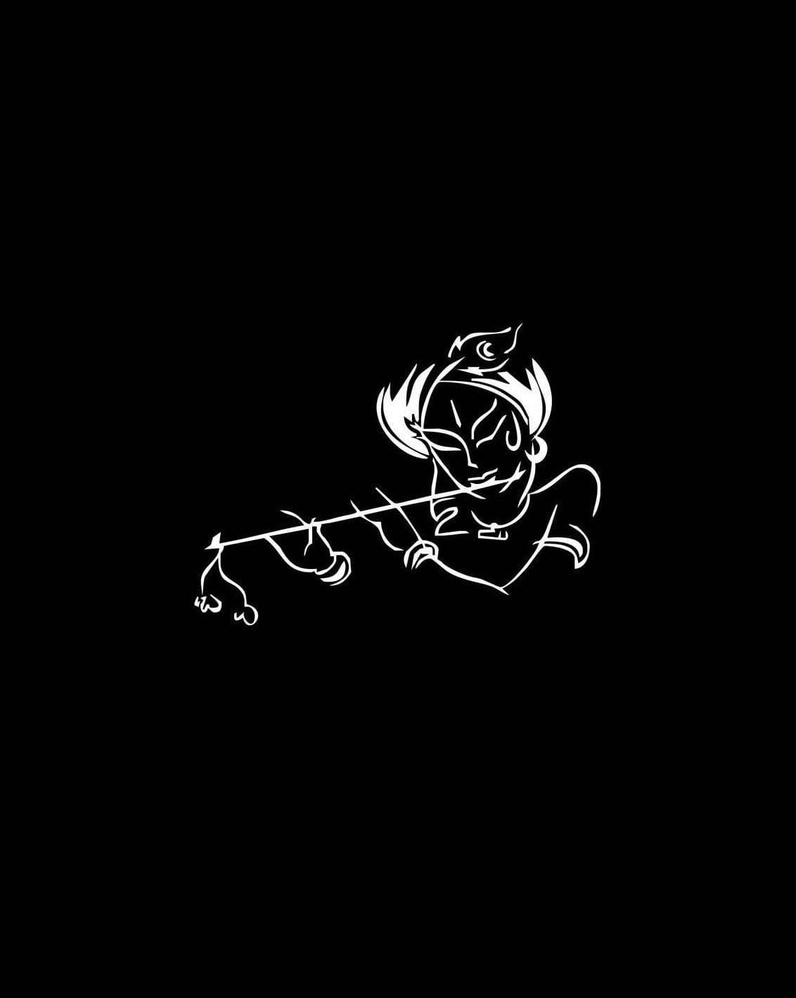 Krishna HD Minimalist Black Background
