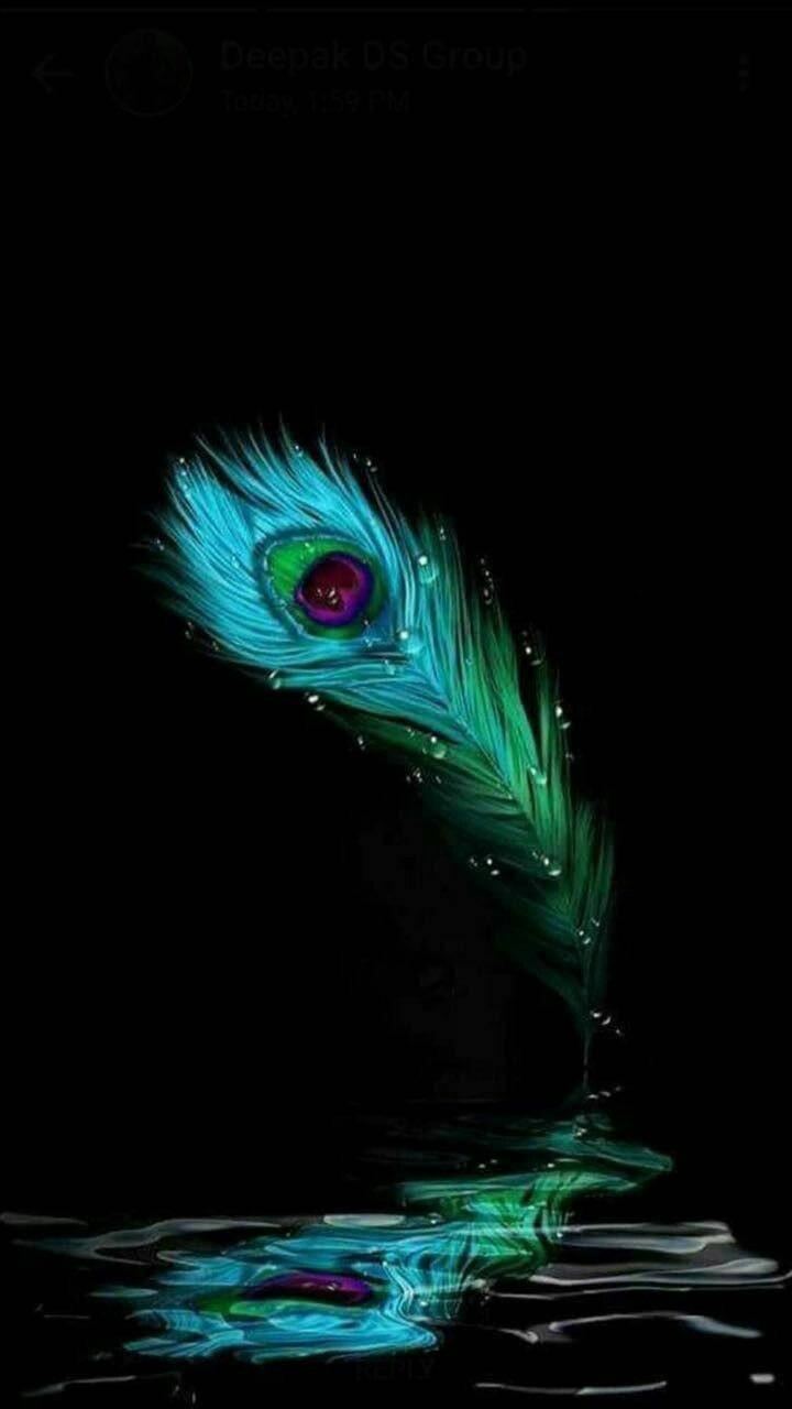 Krishna Iphone Peacock Feather Reflection