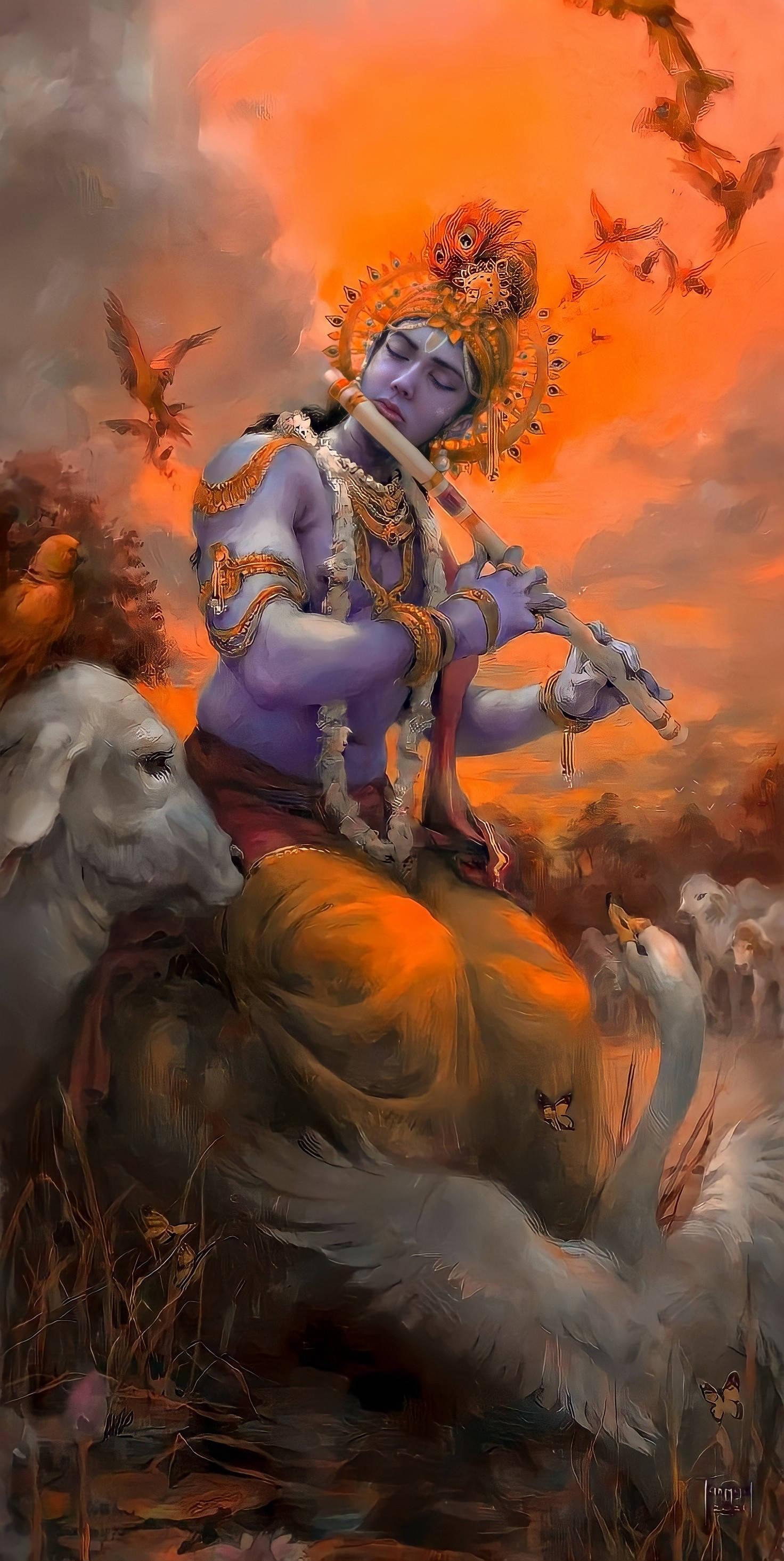 Krishna Iphone Playing For Animals