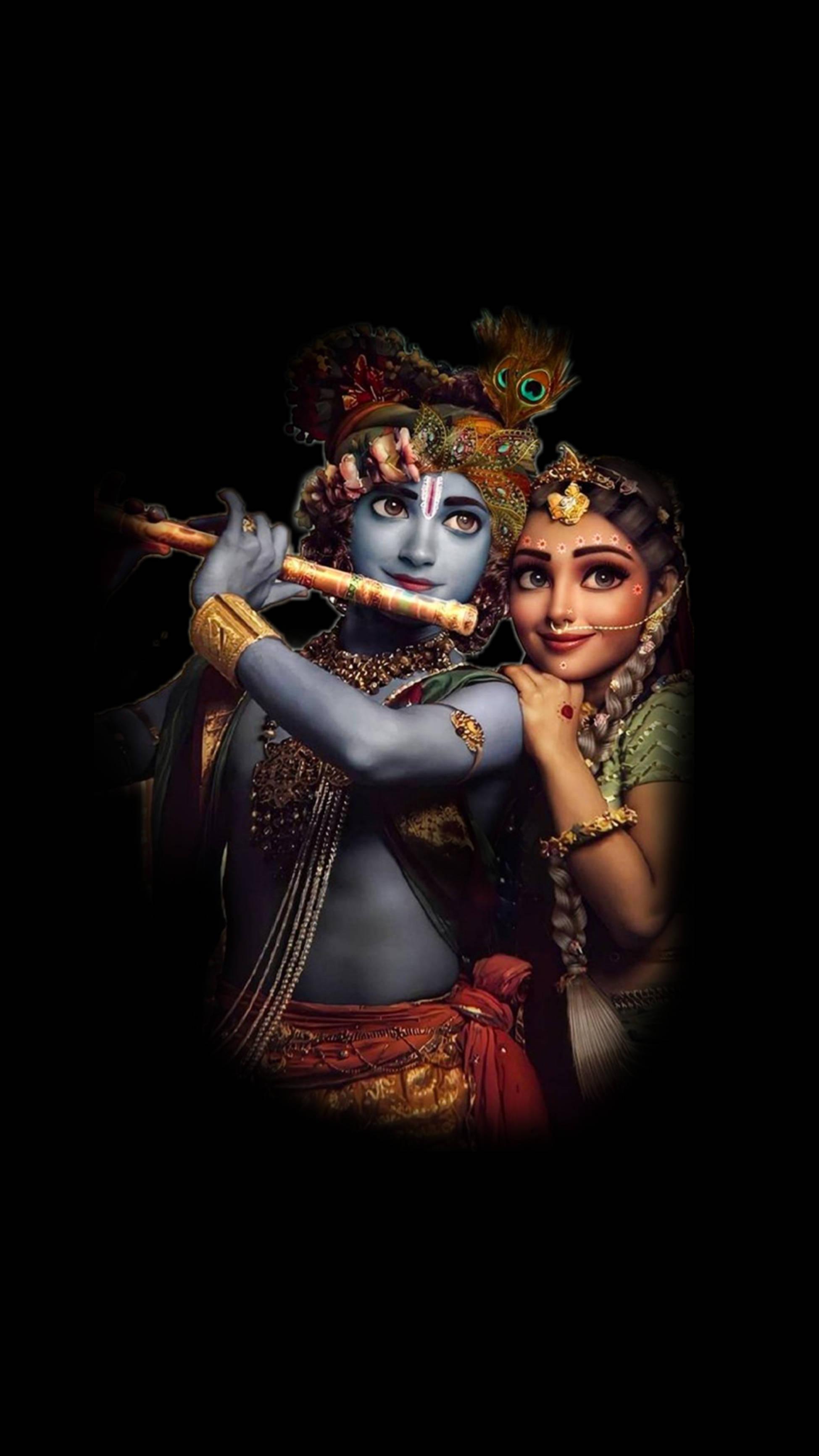 Krishna Iphone Radha Black Background
