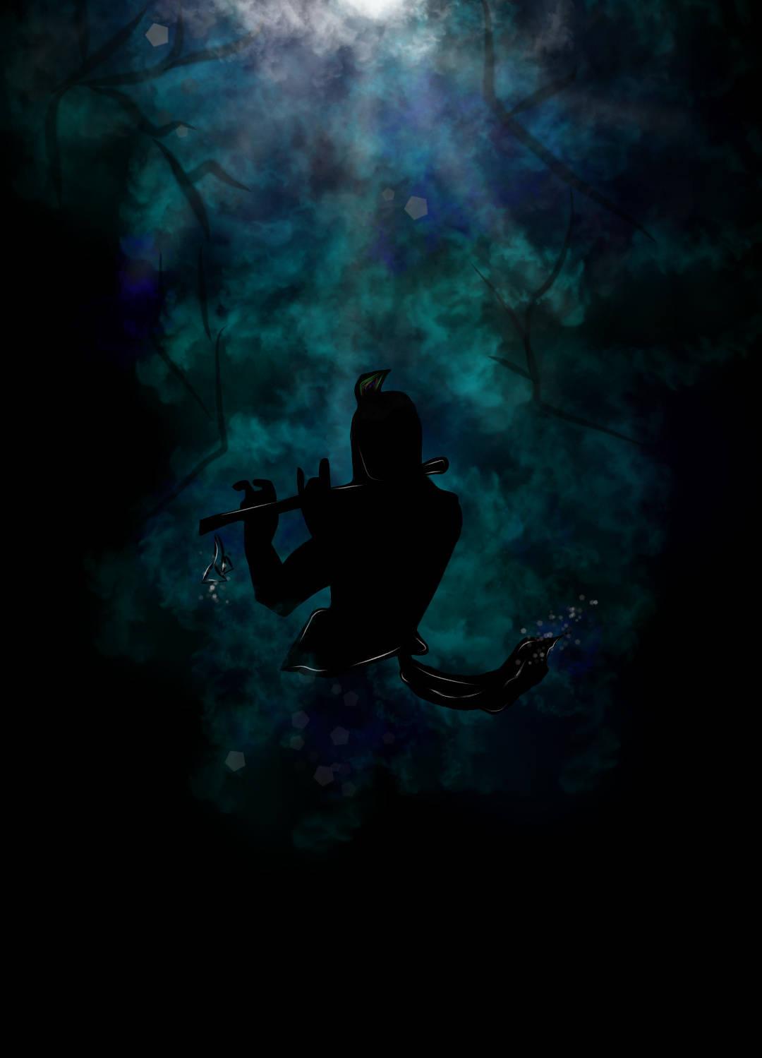 Krishna Iphone Silhouette Blue Smoke