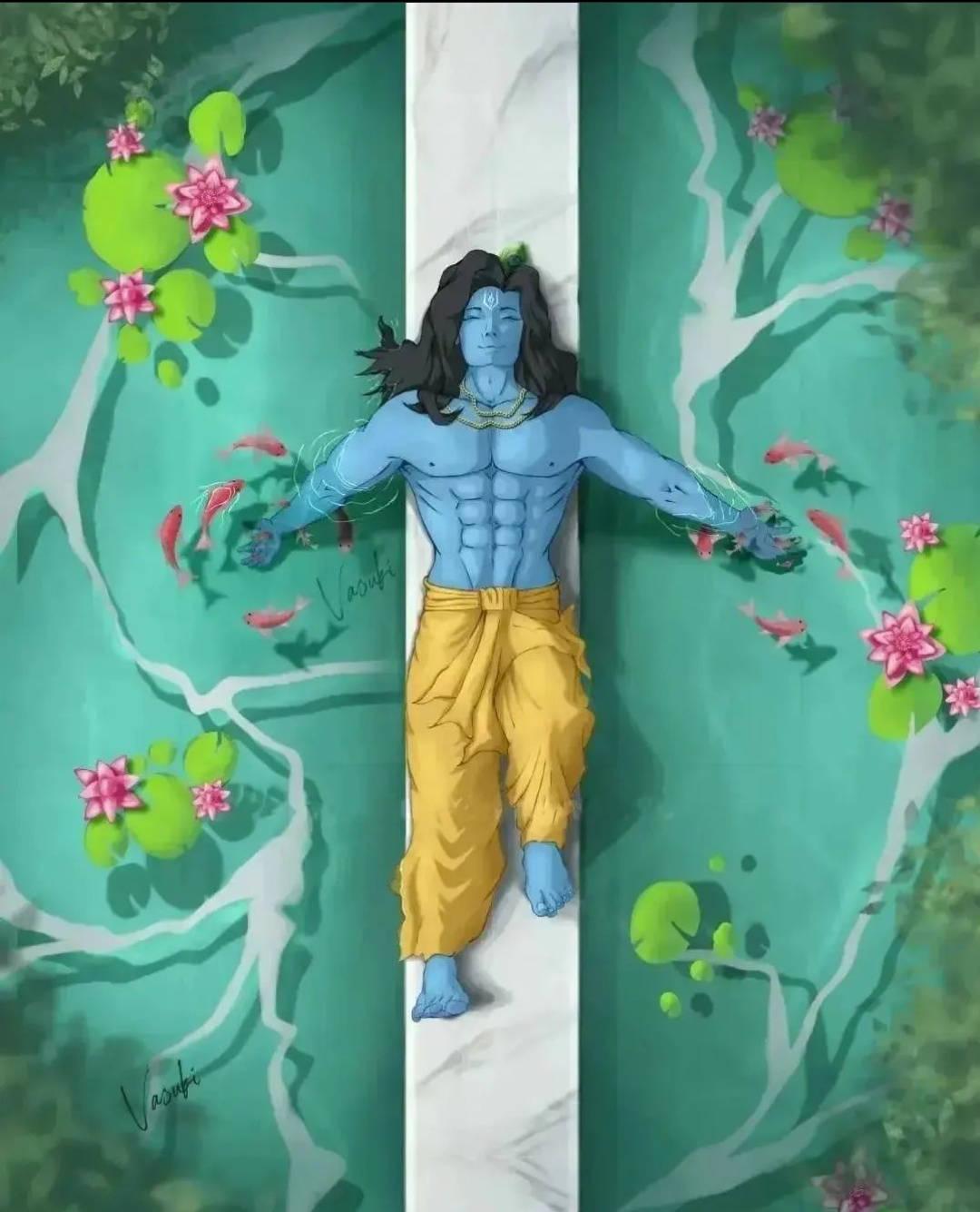 Krishna Iphone Sleeping On Pond Path