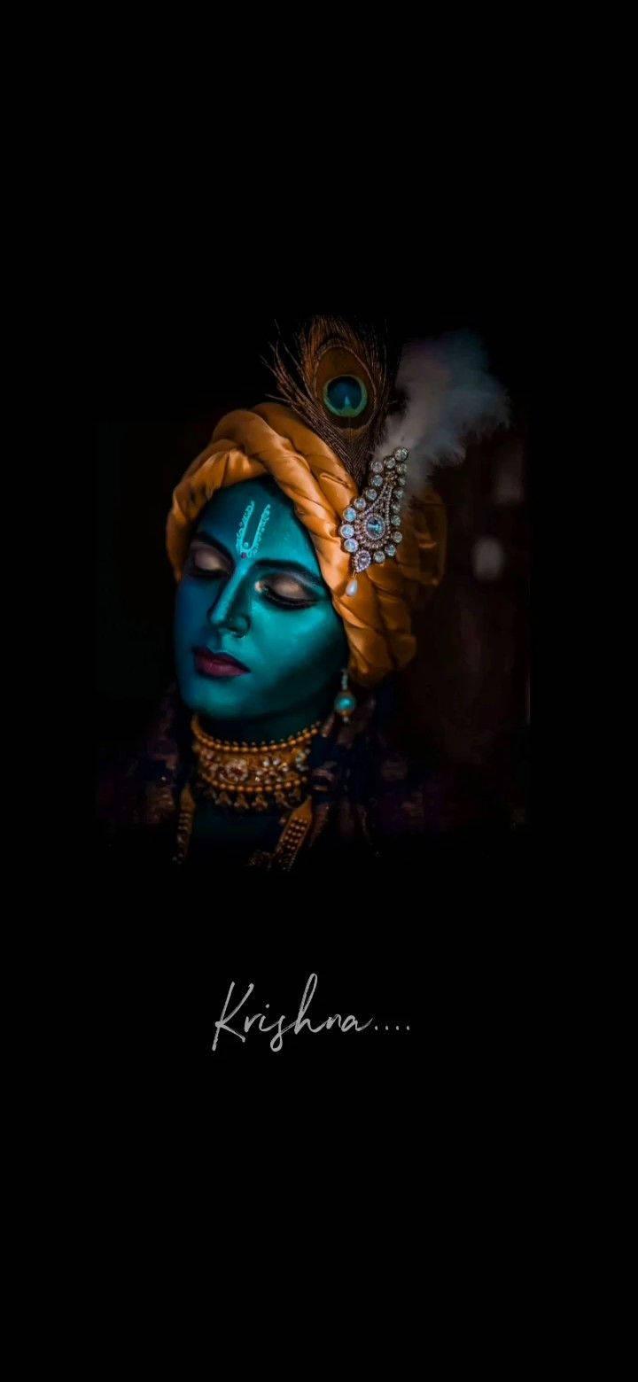 Krishna Phone Blue Face With Text — 720x1560 wallpaper