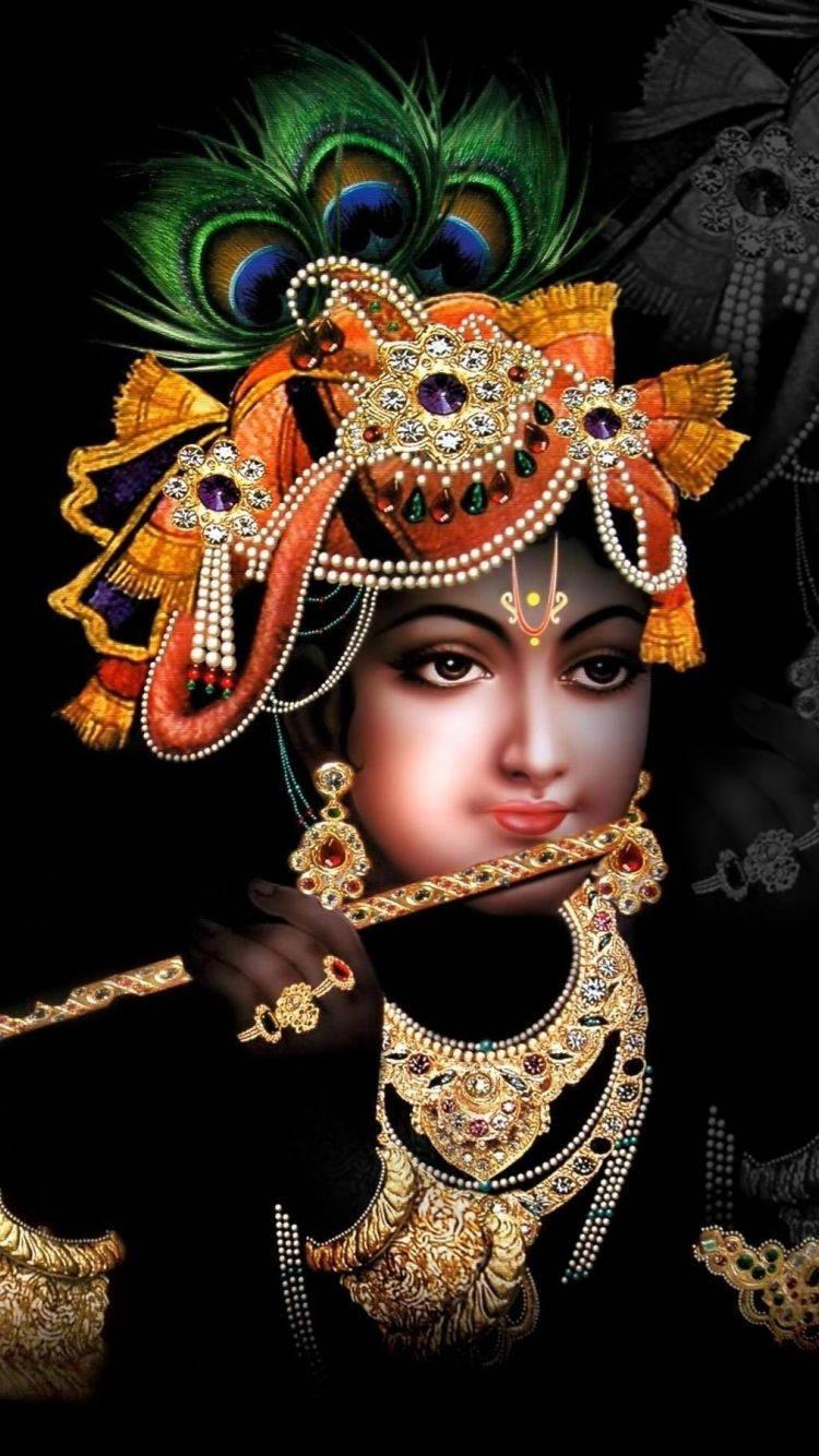 Krishna Phone Headdress Black Aesthetic — 750x1334 wallpaper