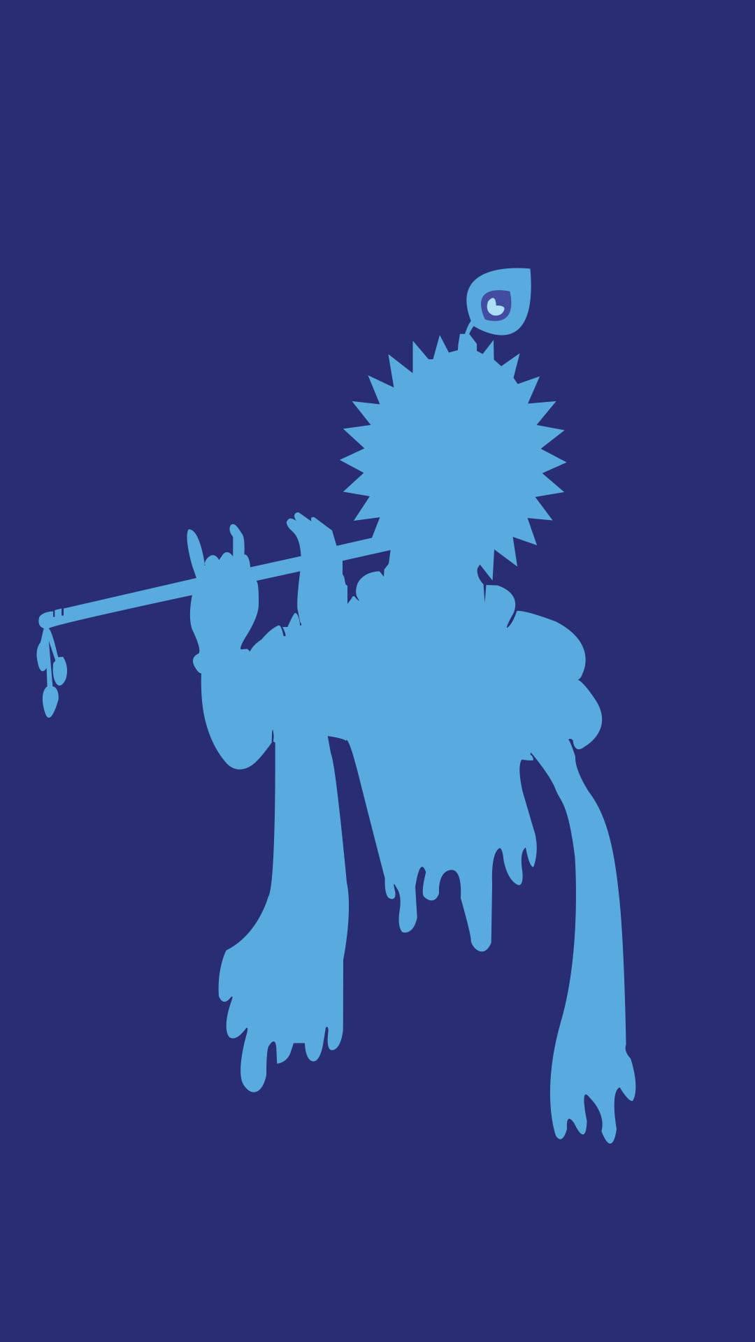 Krishna Phone Minimalist Blue Aesthetic Silhouette — 1080x1920 wallpaper