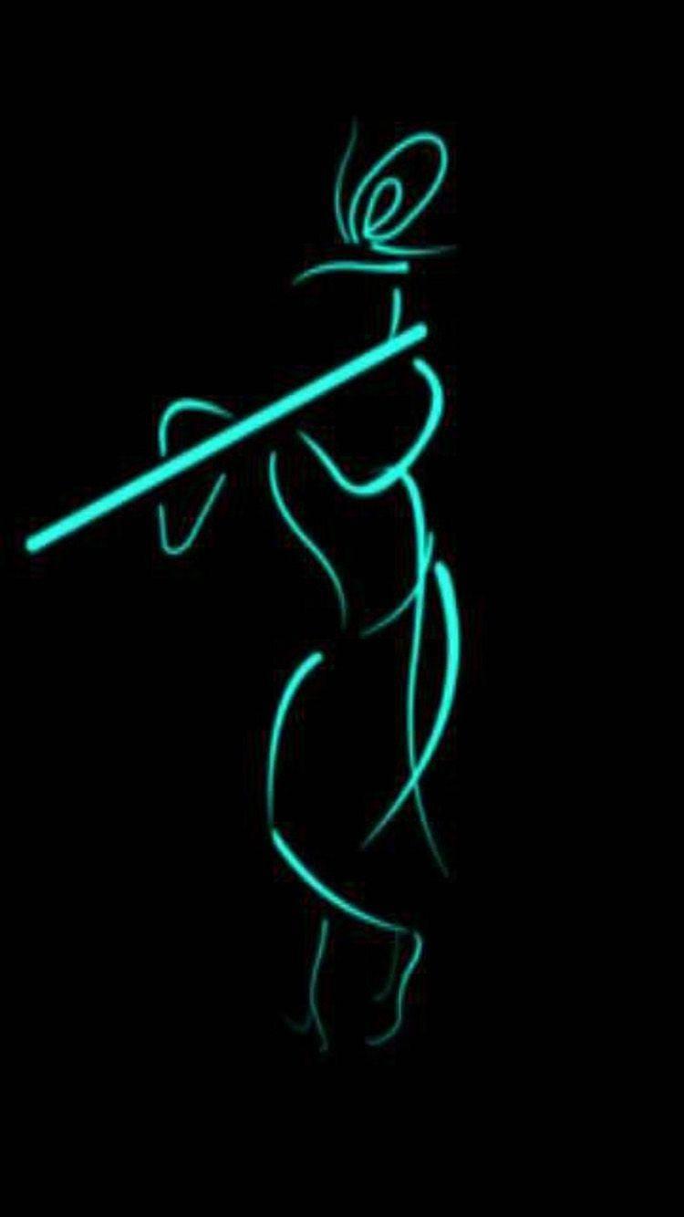 Krishna Phone Minimalist Blue Art — 750x1334 wallpaper
