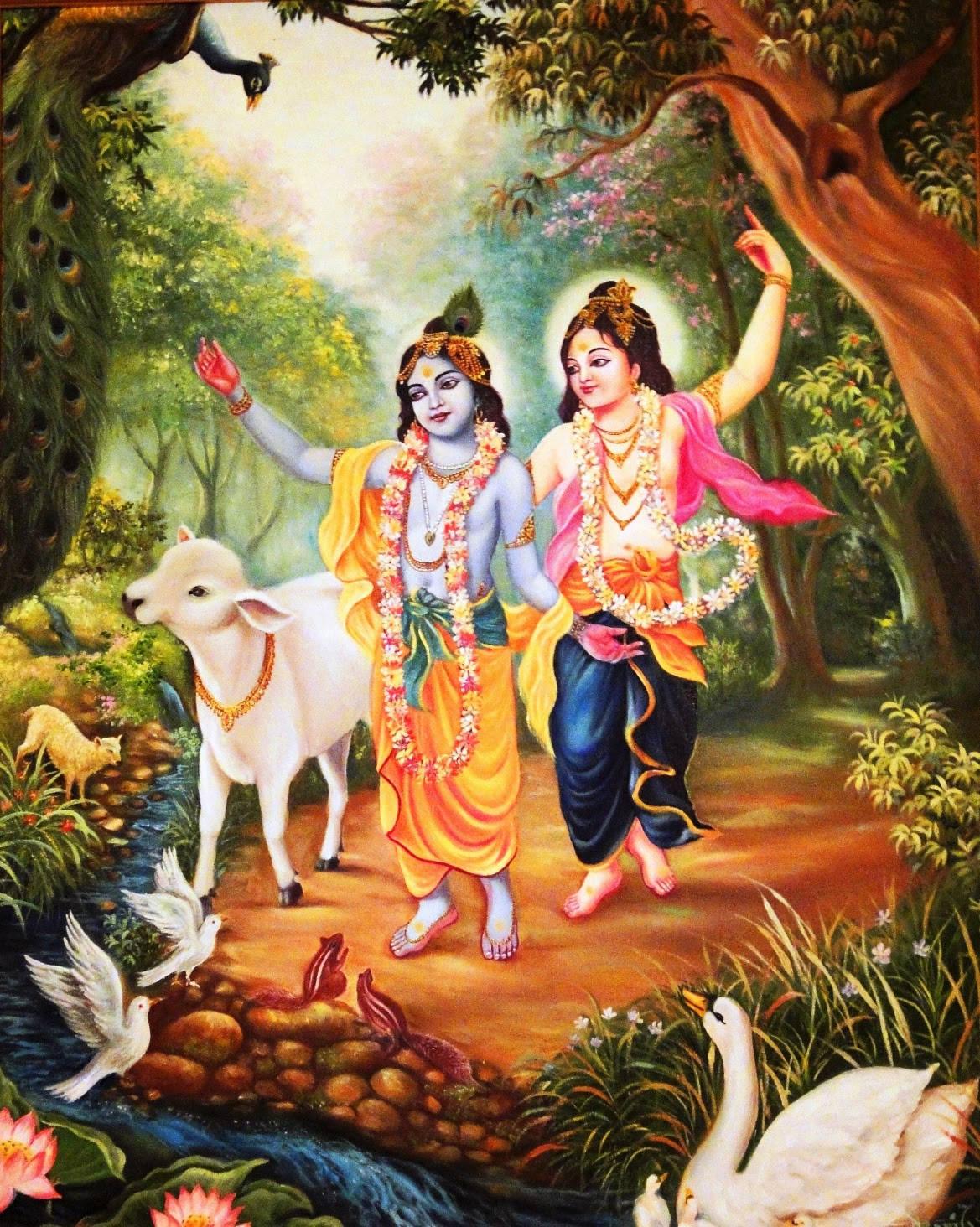 Krishna Phone Radha Walking In Forest — 1169x1464 wallpaper