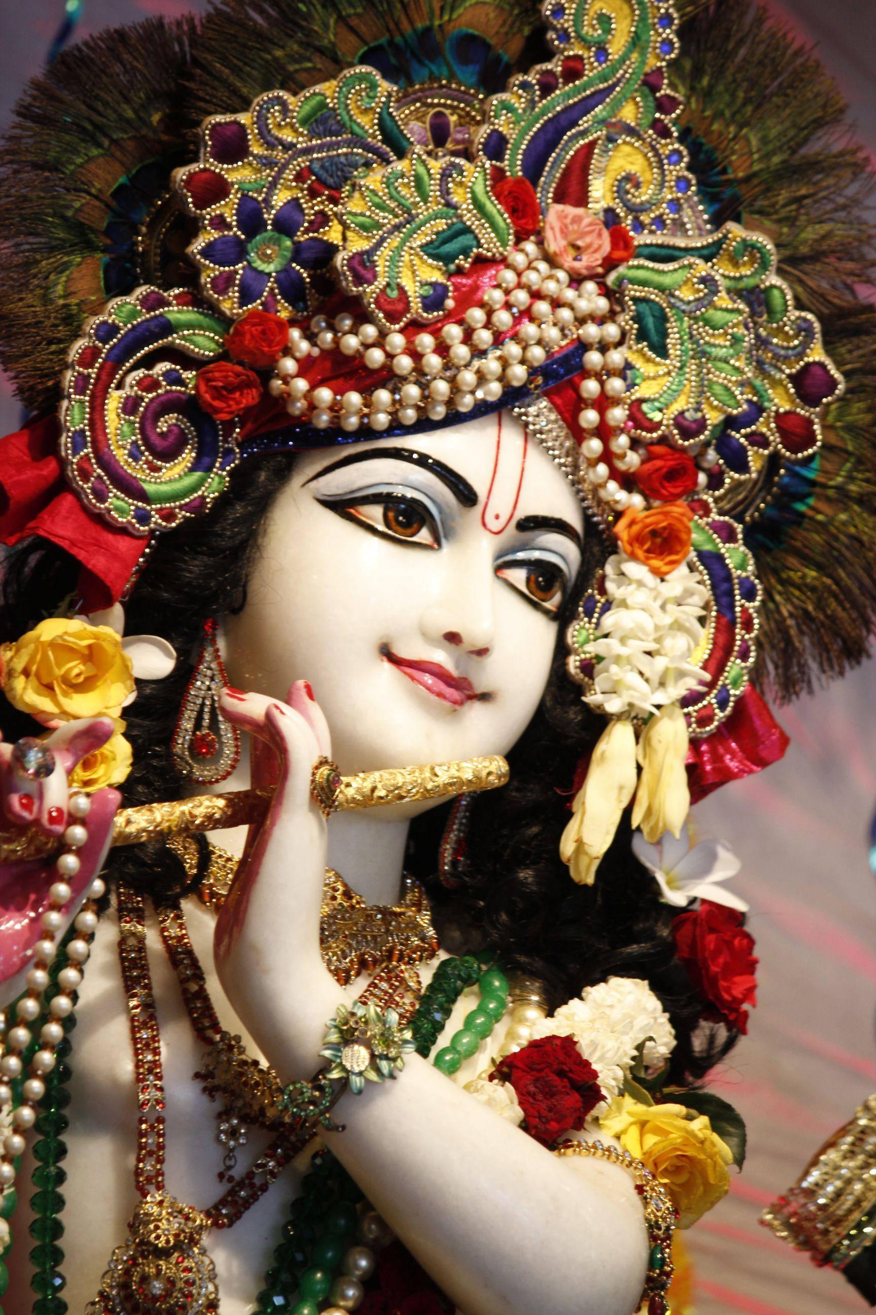Krishna Phone White Statue — 1728x2592 wallpaper
